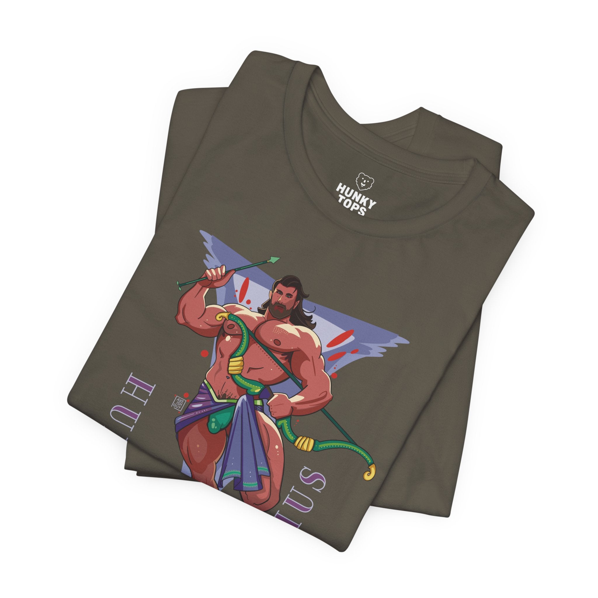 HUNKY SAGITTARIUS ZODIAC T-SHIRT BY AXEISH GUY - Hunky Tops #color_Army