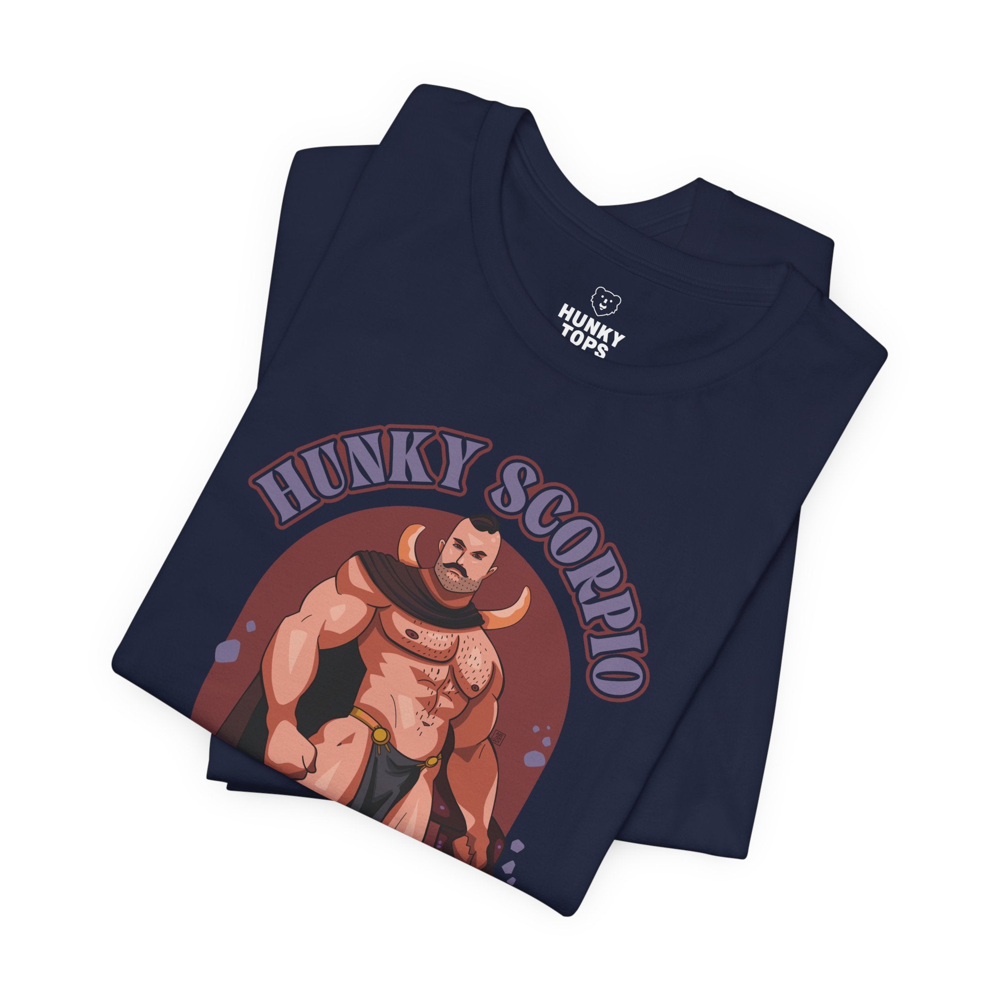 HUNKY SCORPIO ZODIAC T-SHIRT BY AXEISH GUY - Hunky Tops #color_Navy