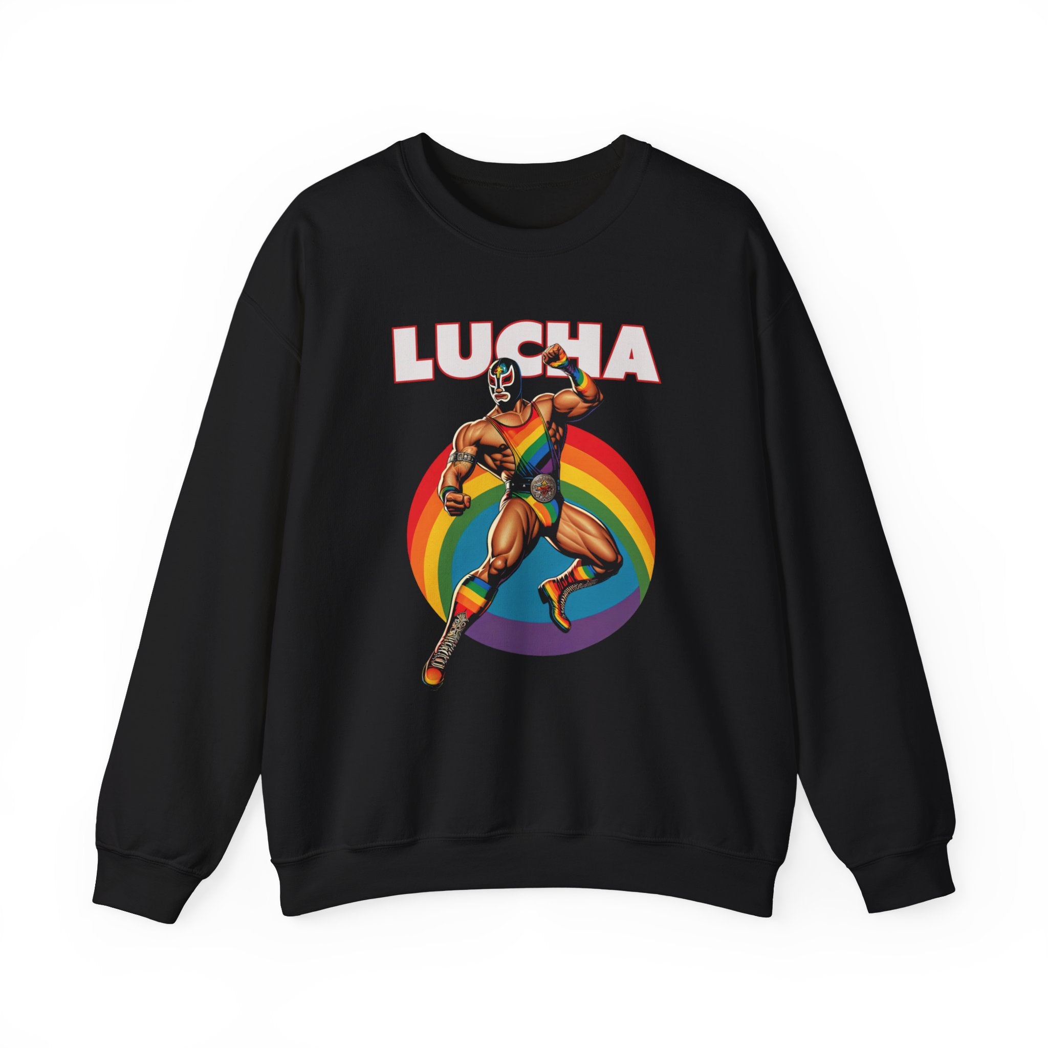 Lucha Libre Pride Sweatshirt - Hunky Tops #color_Black