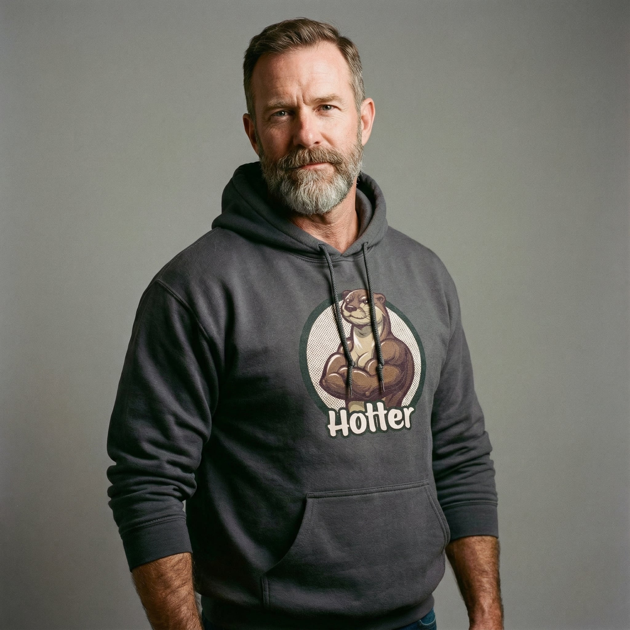 Hotter Muscular Otter Hoodie #color_Charcoal