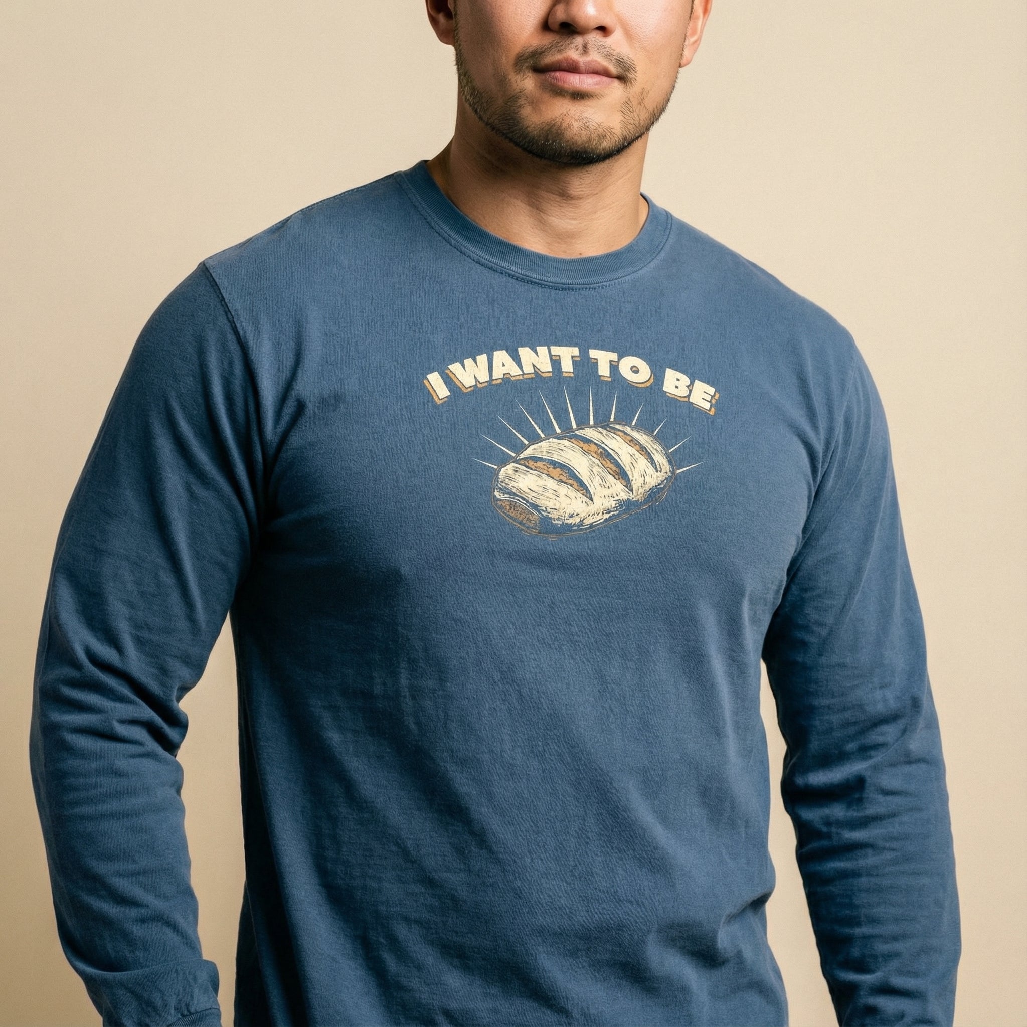 I WANT TO BE BREAD Long-Sleeve T-Shirt #color_True Navy