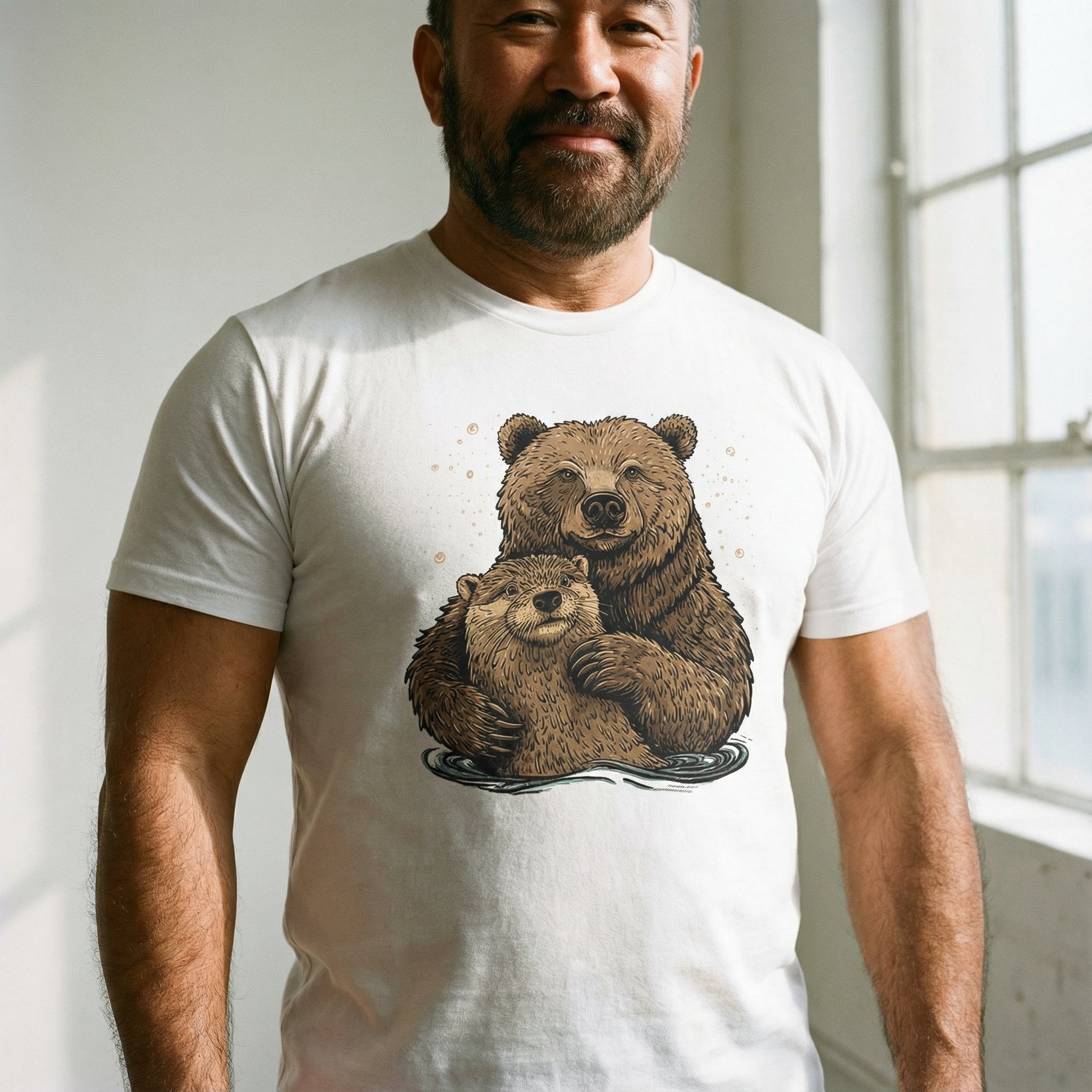 Bear + Otter T-Shirt #color_White