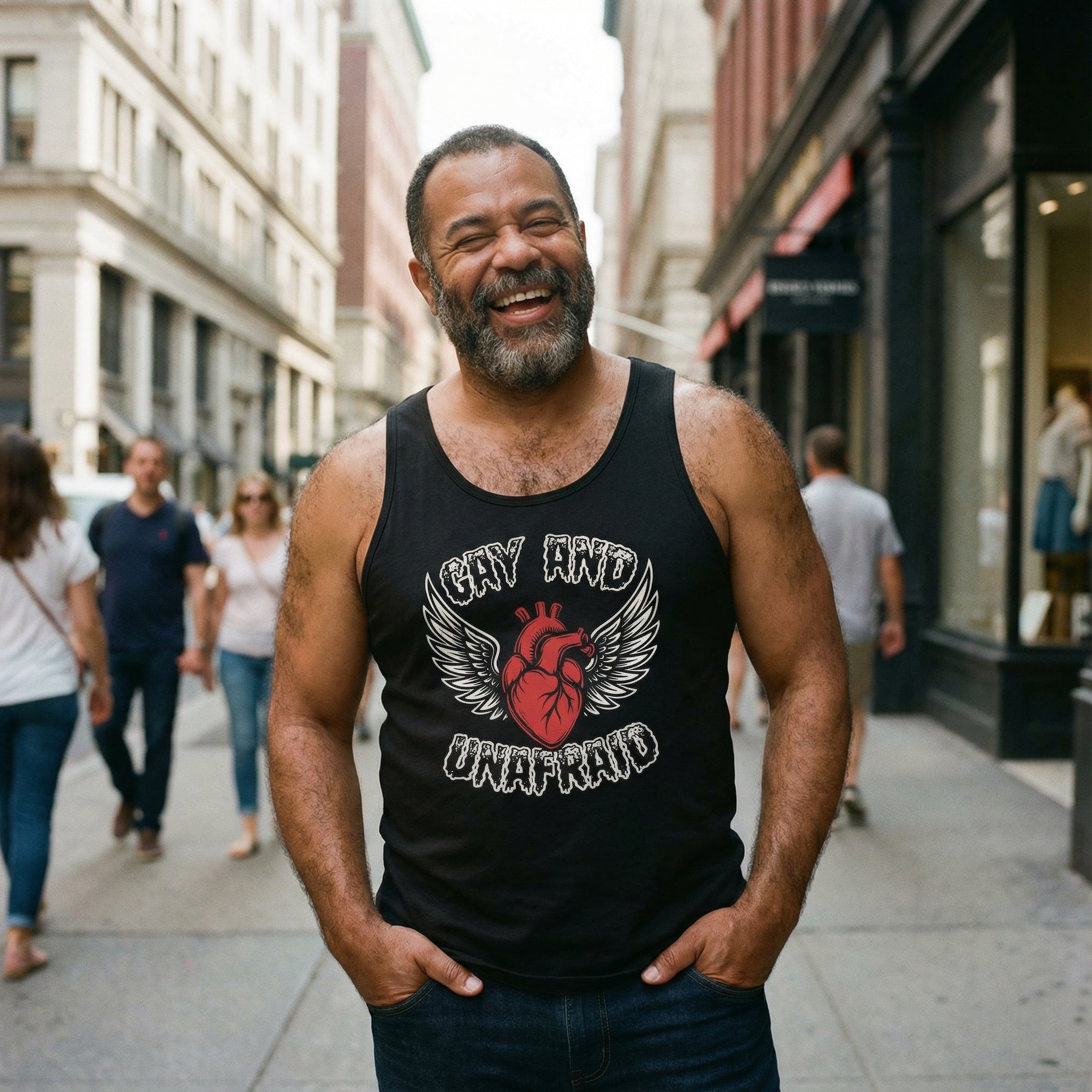 Gay and Unafraid Tank Top #color_Black