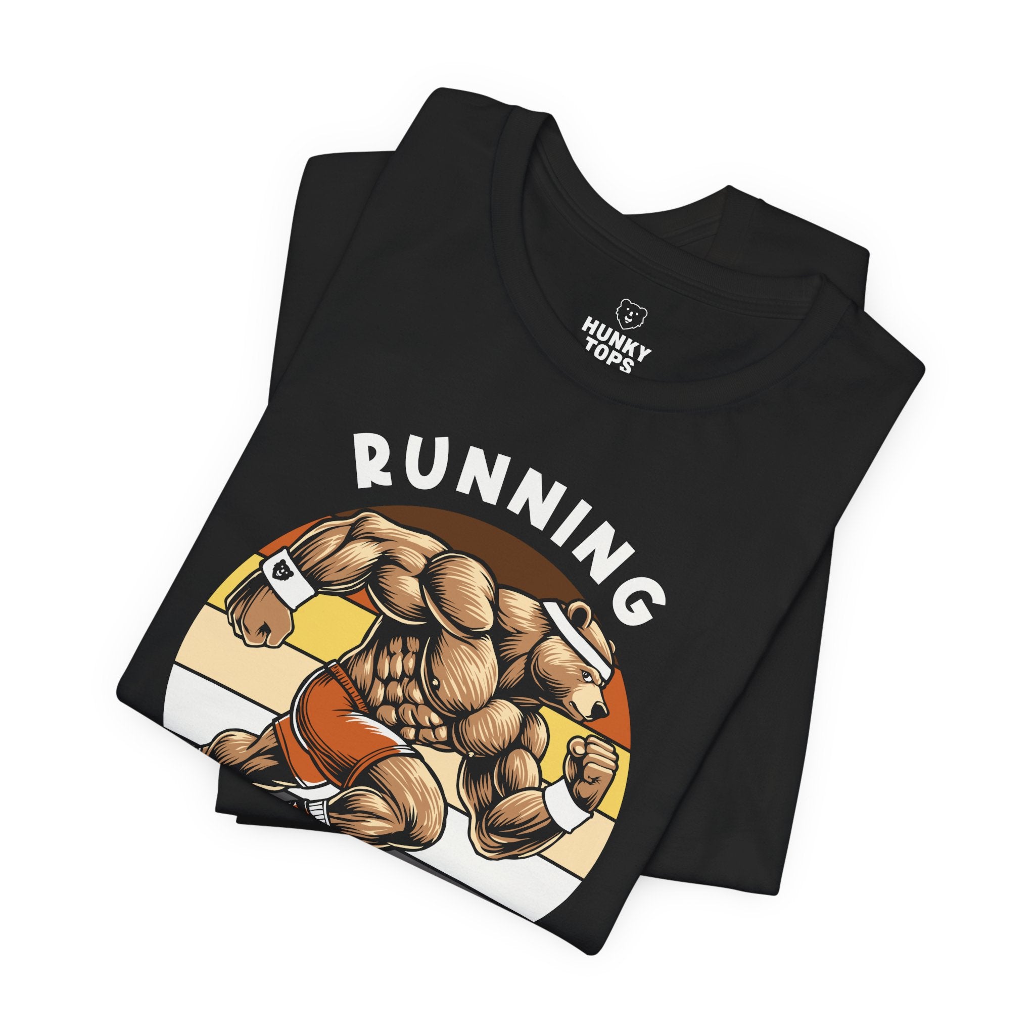 Running Bear T-Shirt - Hunky Tops #color_Black