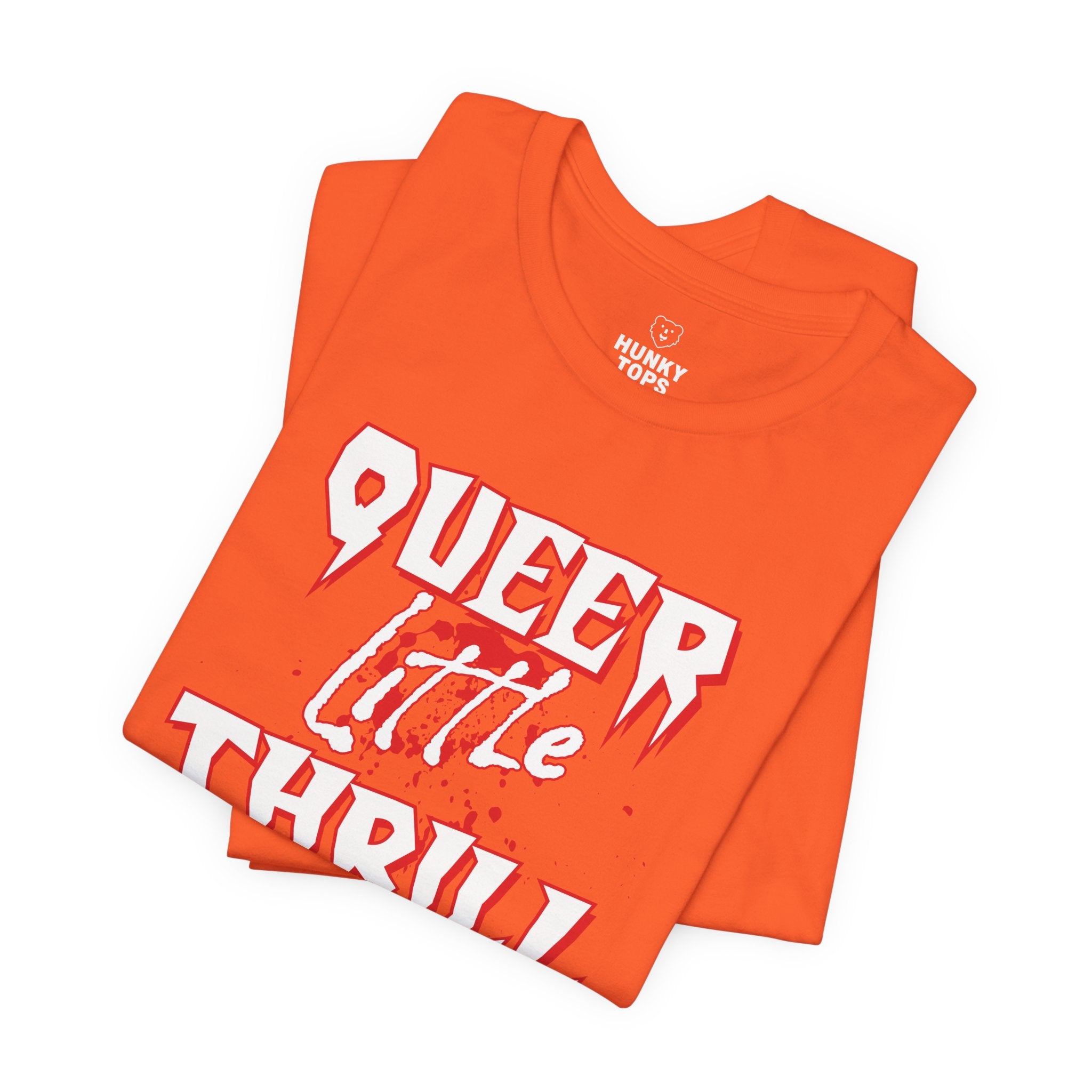 Queer Little Thrill Gay Halloween T-Shirt - Hunky Tops #color_Orange