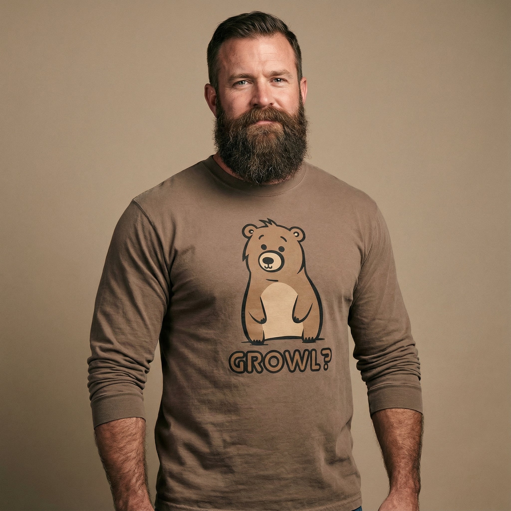 Growl? Bear Long-Sleeve T-Shirt #color_Espresso