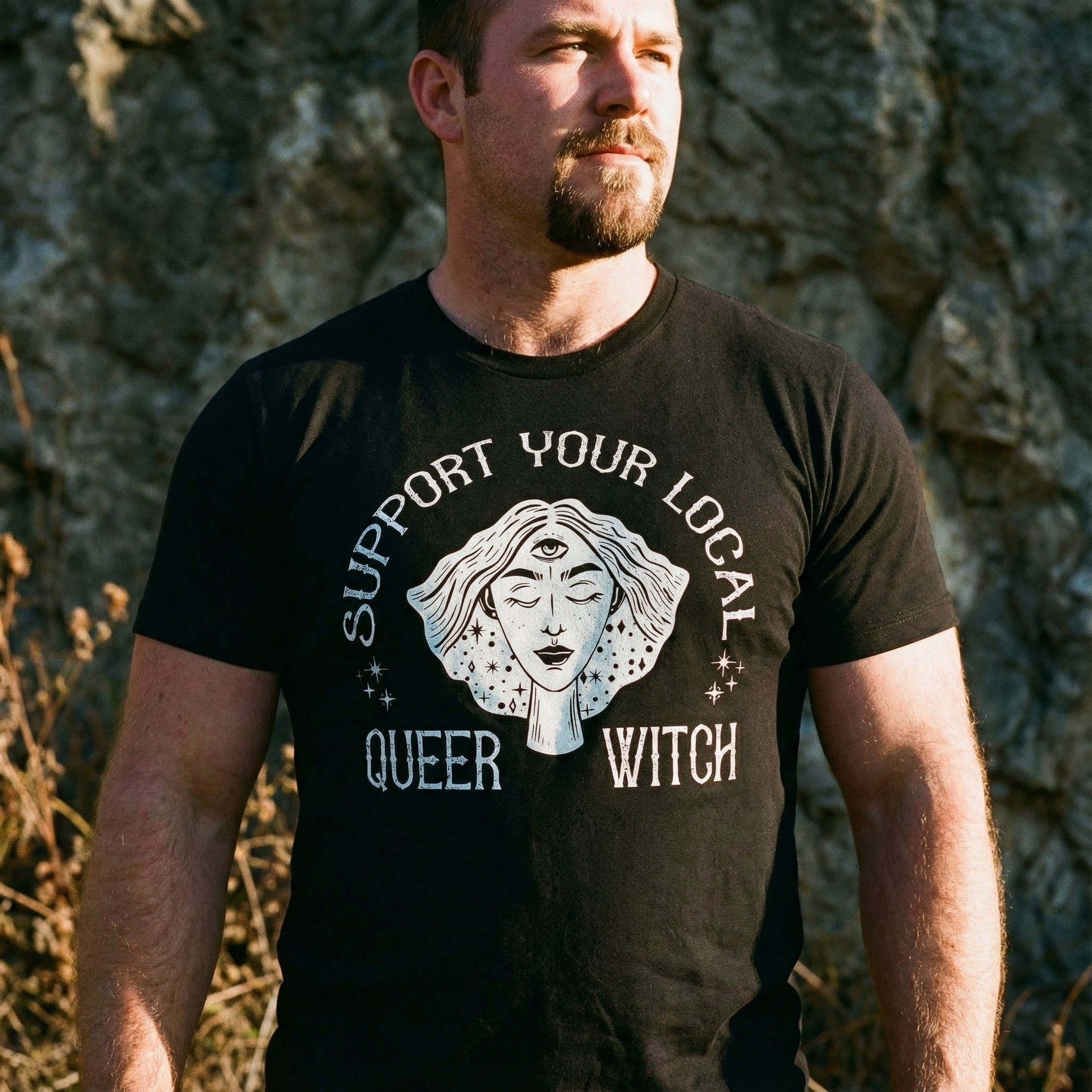 "Support Your Local Queer Witch" Halloween T-Shirt #color_Black