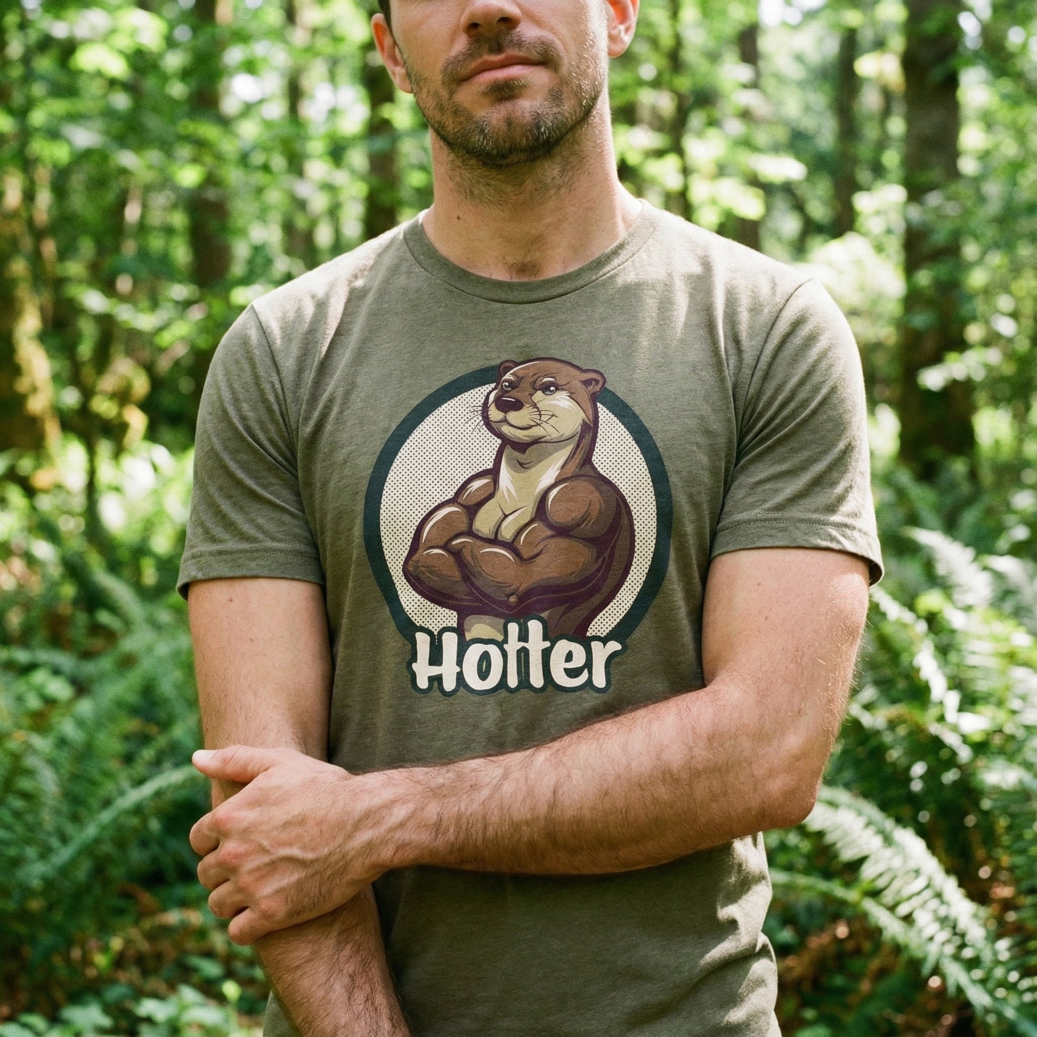 Hotter Muscular Otter T-Shirt #color_Heather Olive