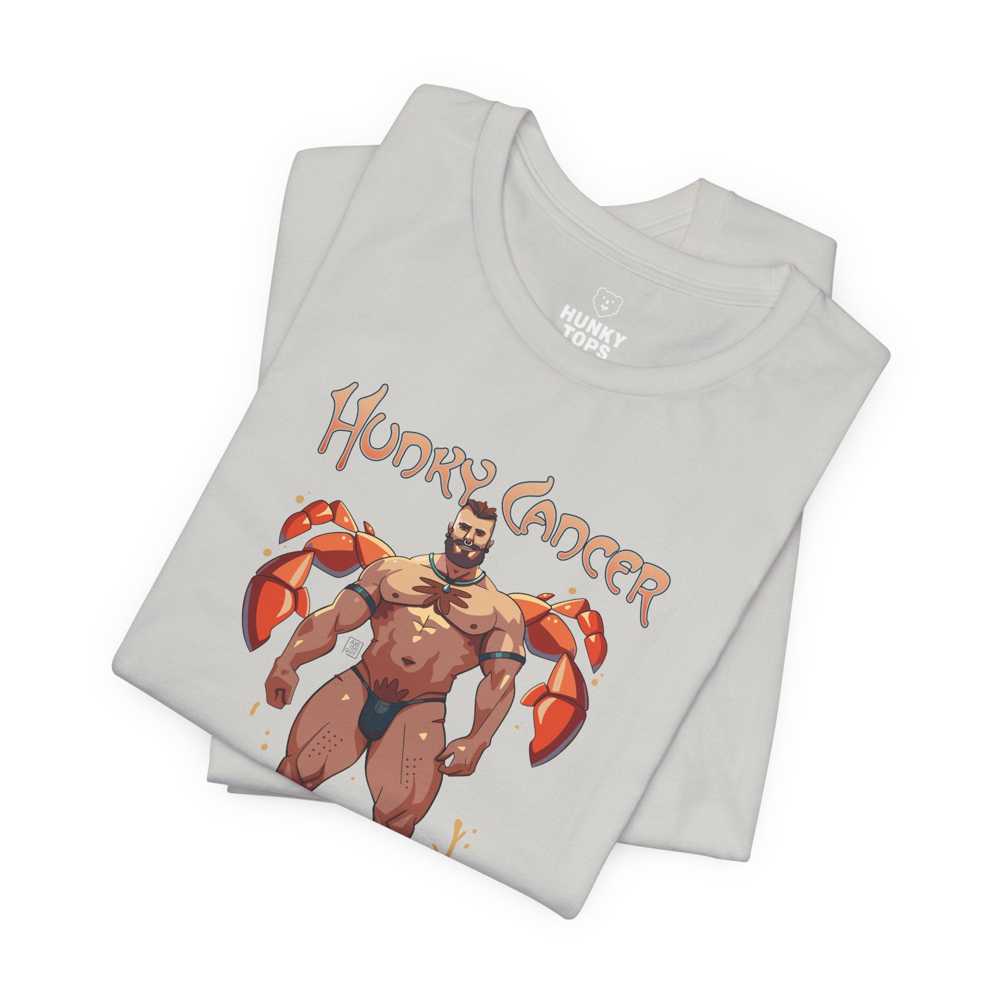 Hunky Cancer Zodiac T-Shirt by Axeish Guy - Hunky Tops #color_Silver