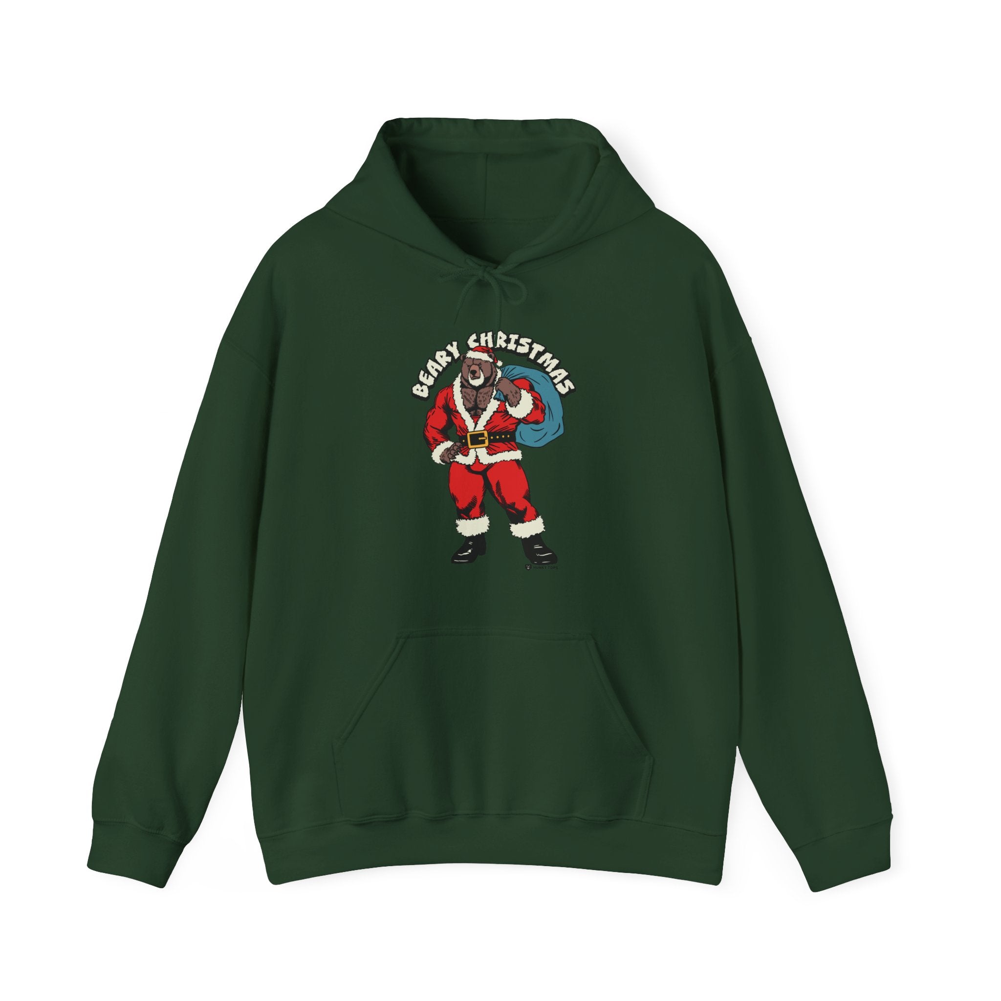 BEARY CHRISTMAS HOODIE - Hunky Tops #color_Forest Green