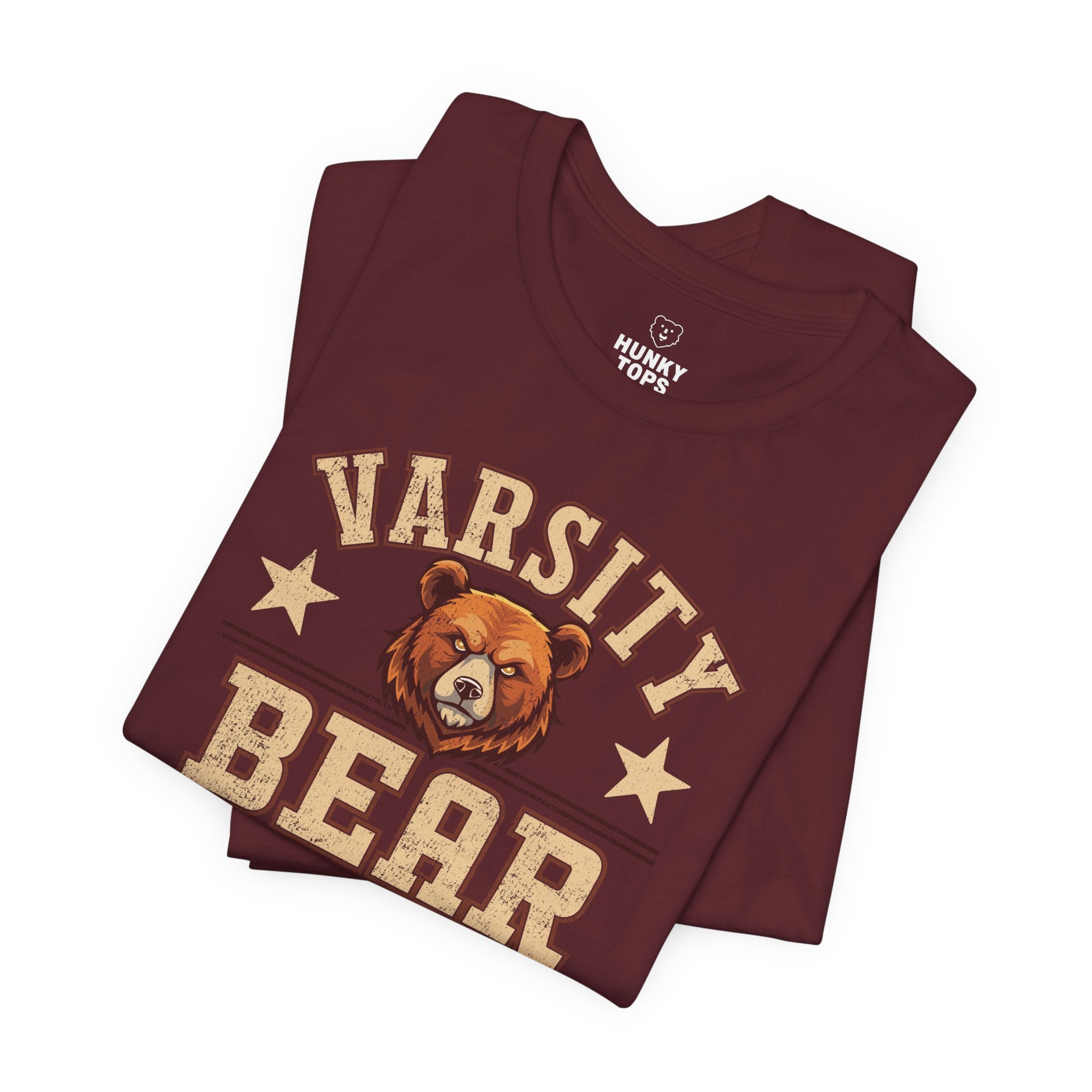 Varsity Bear T-Shirt - Hunky Tops #color_Maroon