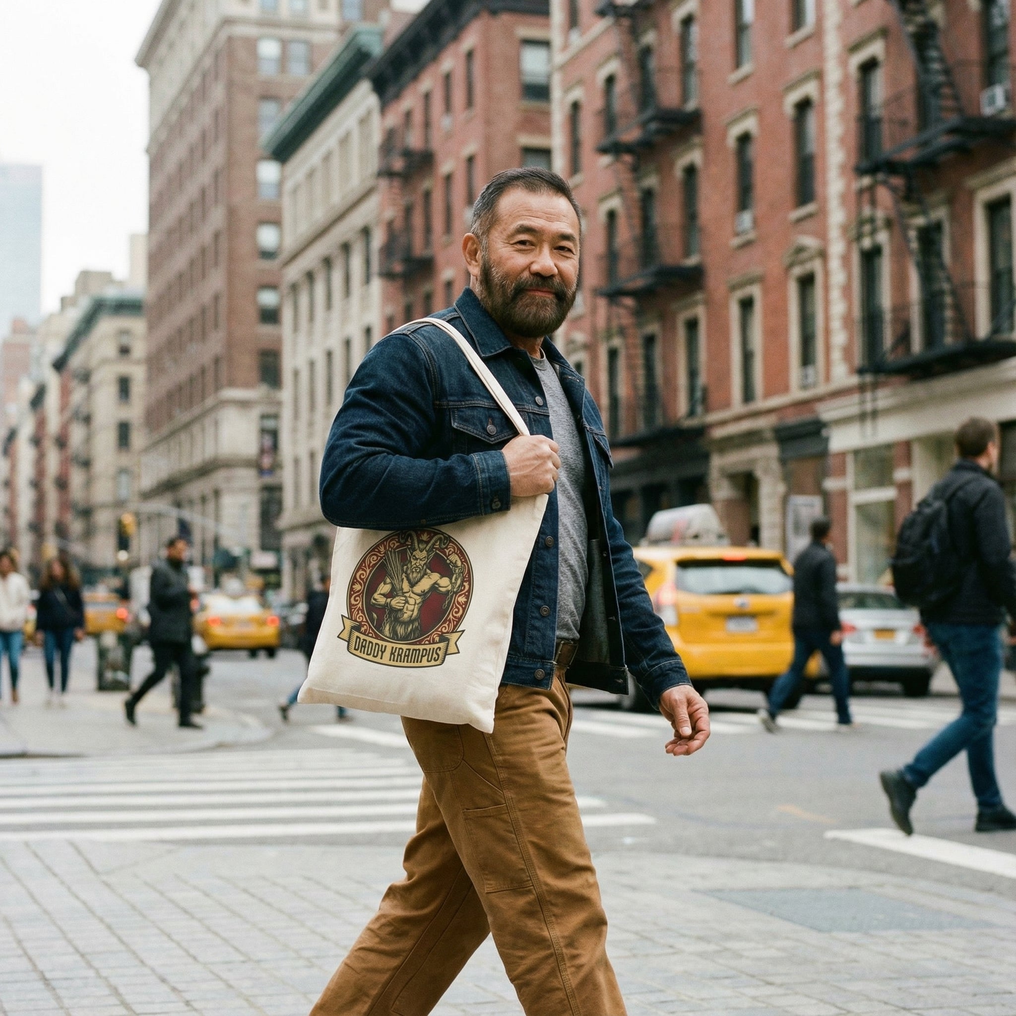 Daddy Krampus Canvas Tote Bag #color_Natural