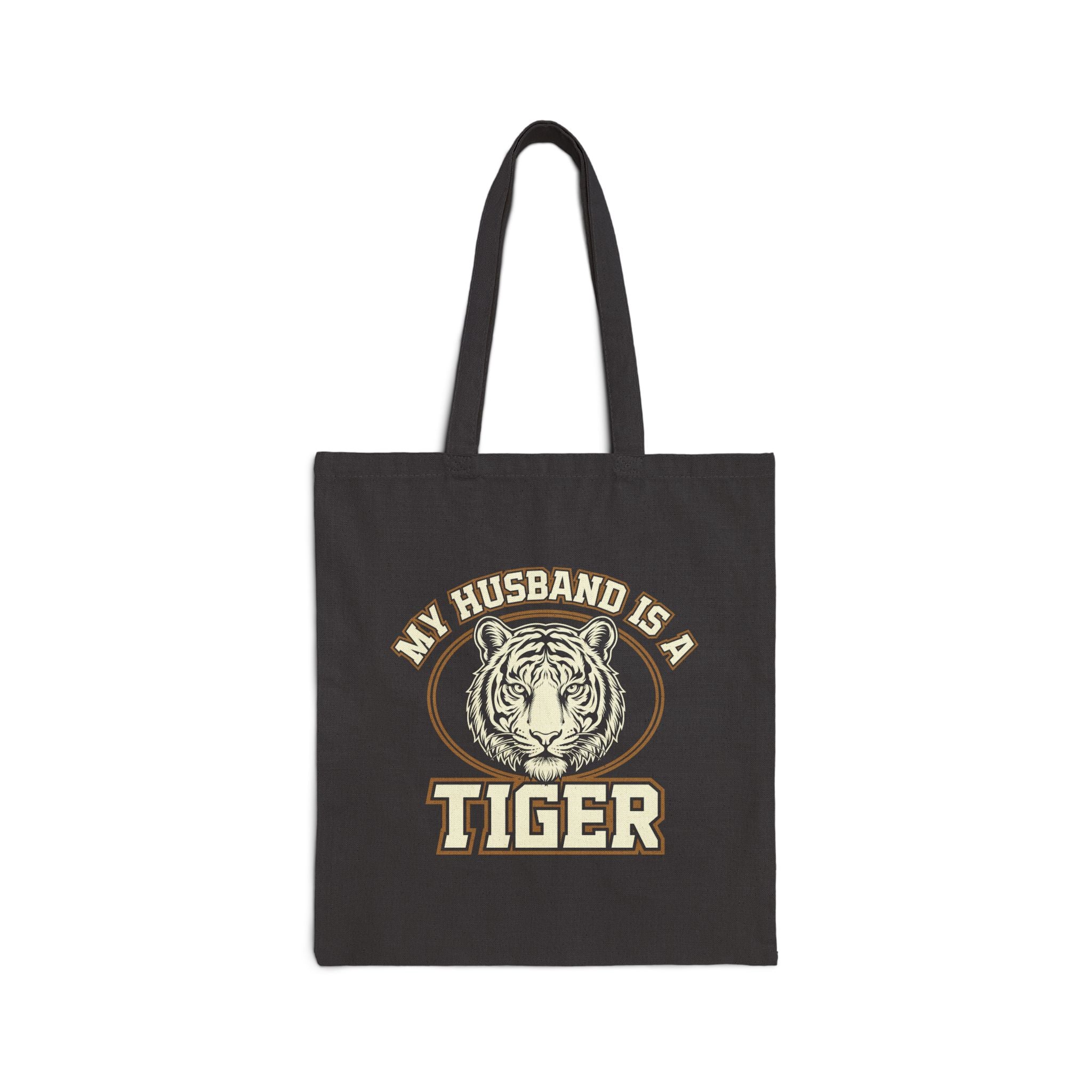 My Husband is a Tiger Tote Bag - Hunky Tops #color_Black