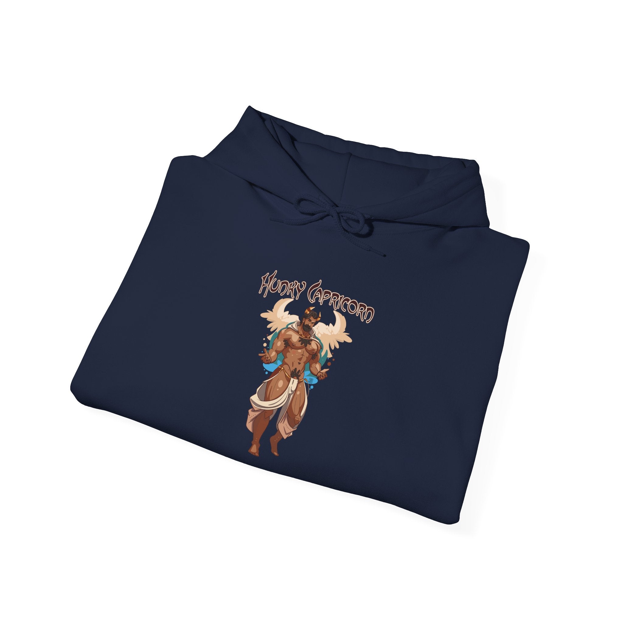 Hunky Capricorn Zodiac Hoodie by Axeish Guy - Hunky Tops #color_Navy