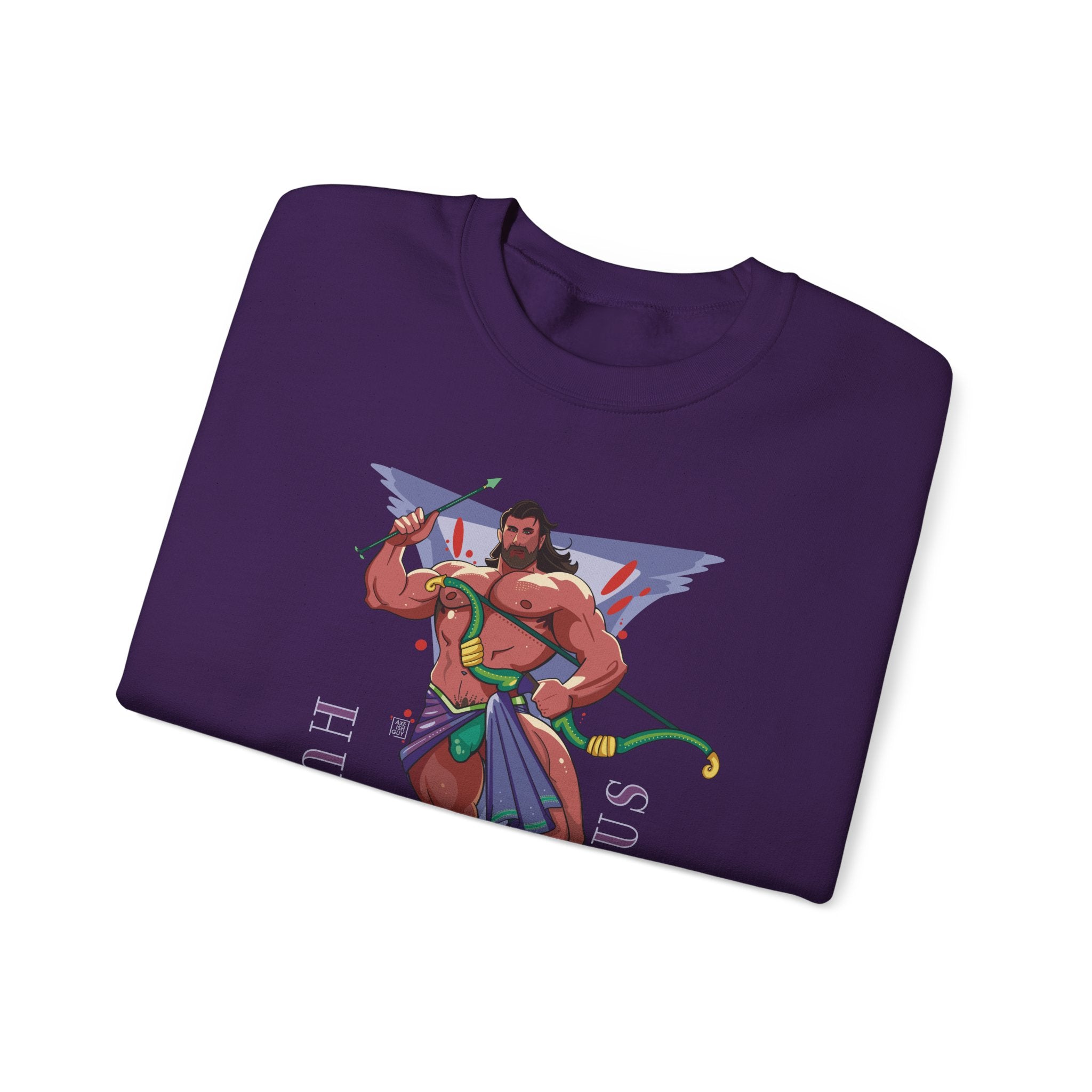 Hunky Sagittarius Zodiac Sweatshirt by Axeish Guy - Hunky Tops #color_Purple