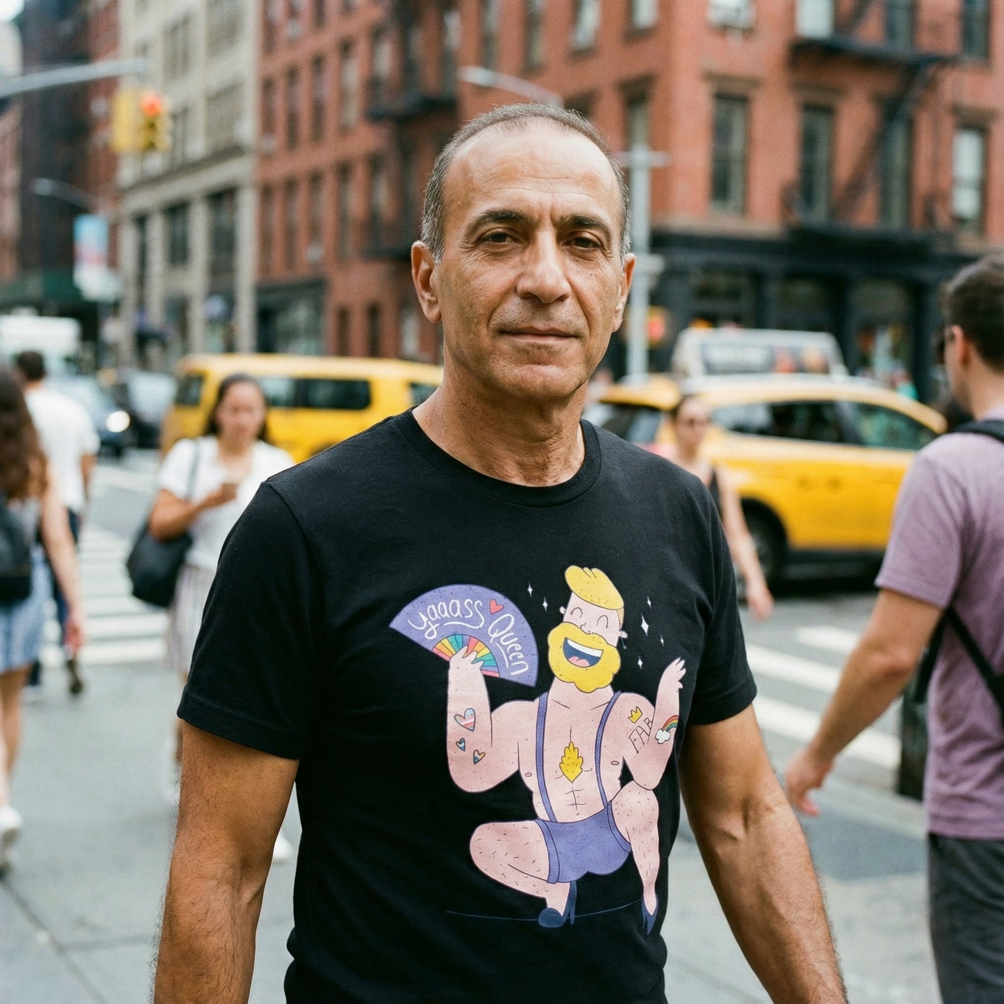 "Yaaass Queen" Queer Character T-Shirt #color_Black