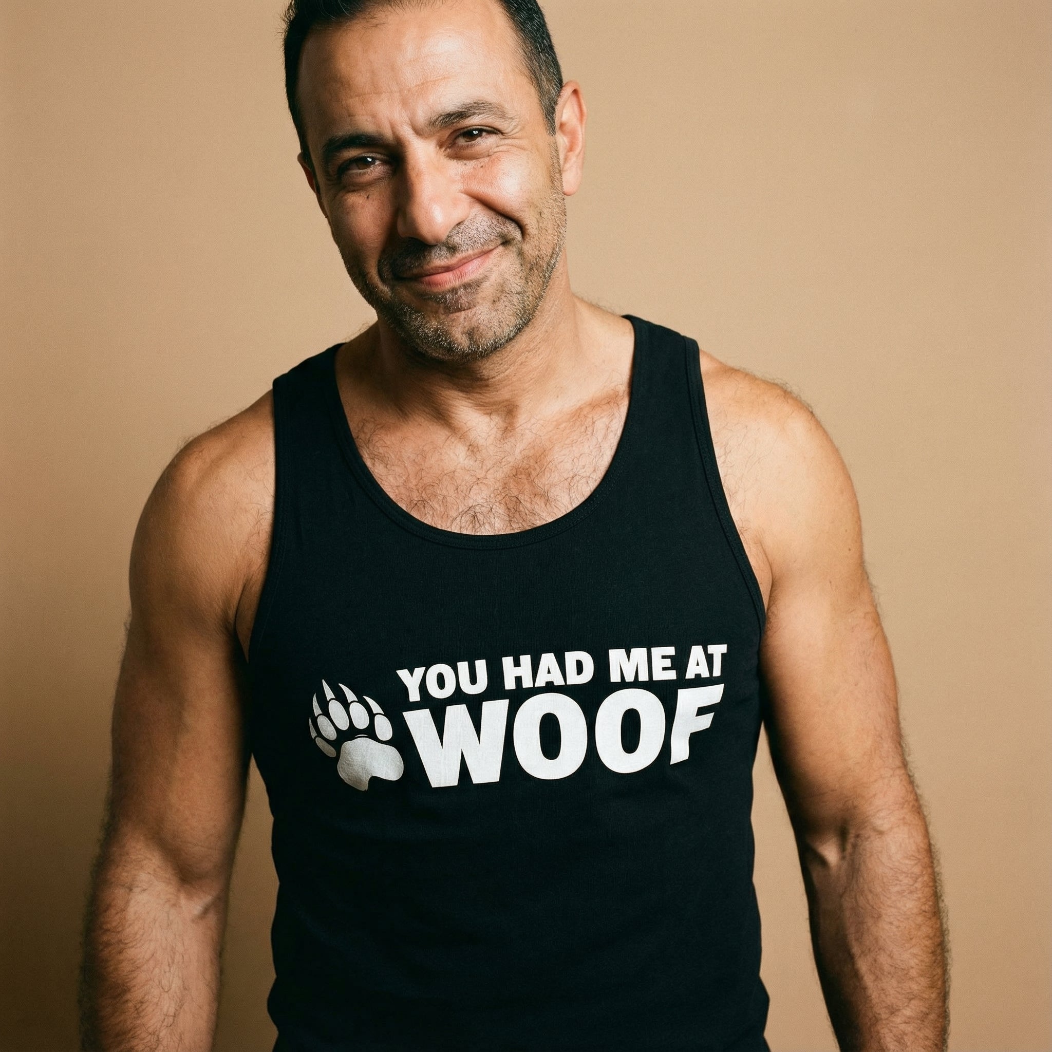 You Had Me At Woof Bear Tank Top #color_Black