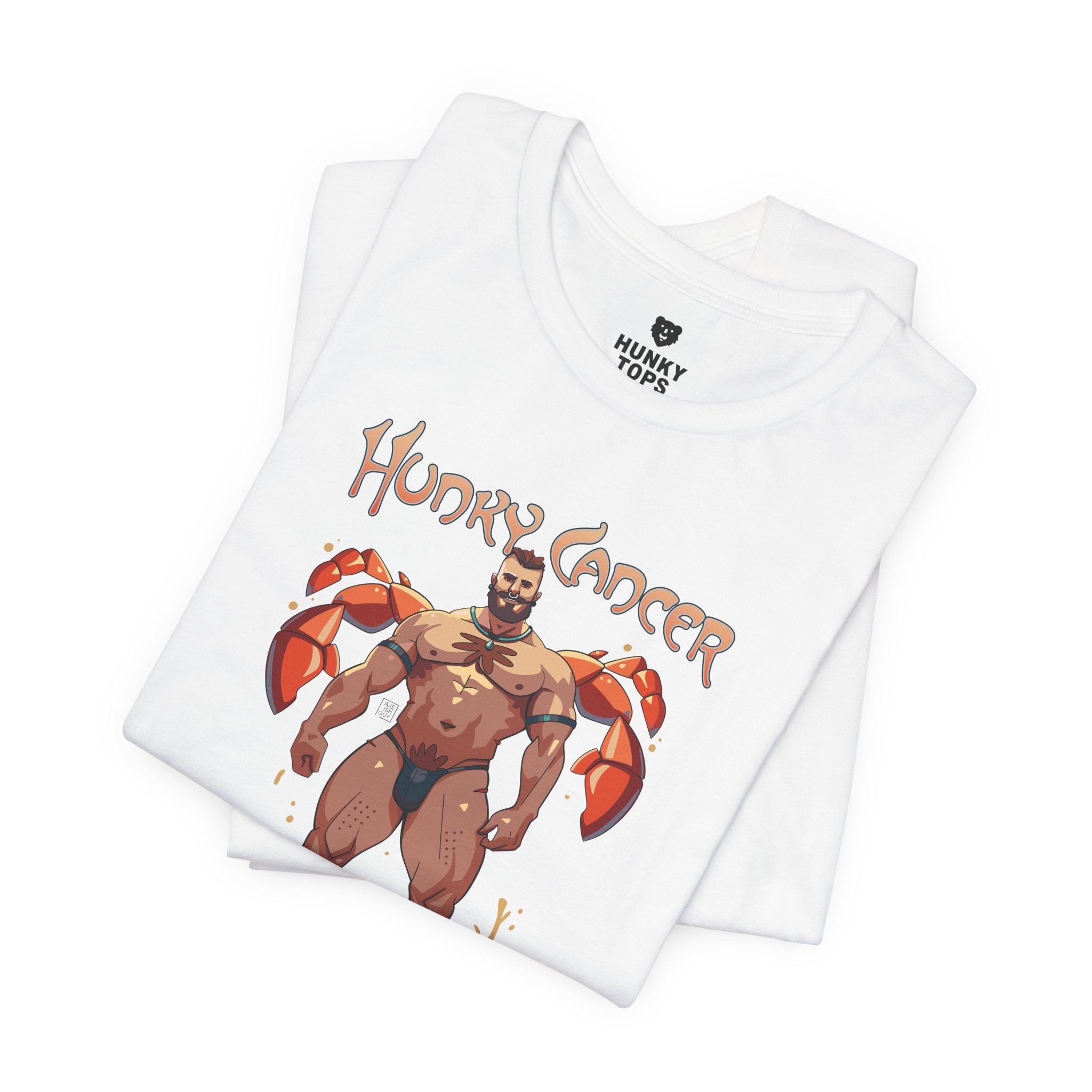Hunky Cancer Zodiac T-Shirt by Axeish Guy - Hunky Tops #color_White