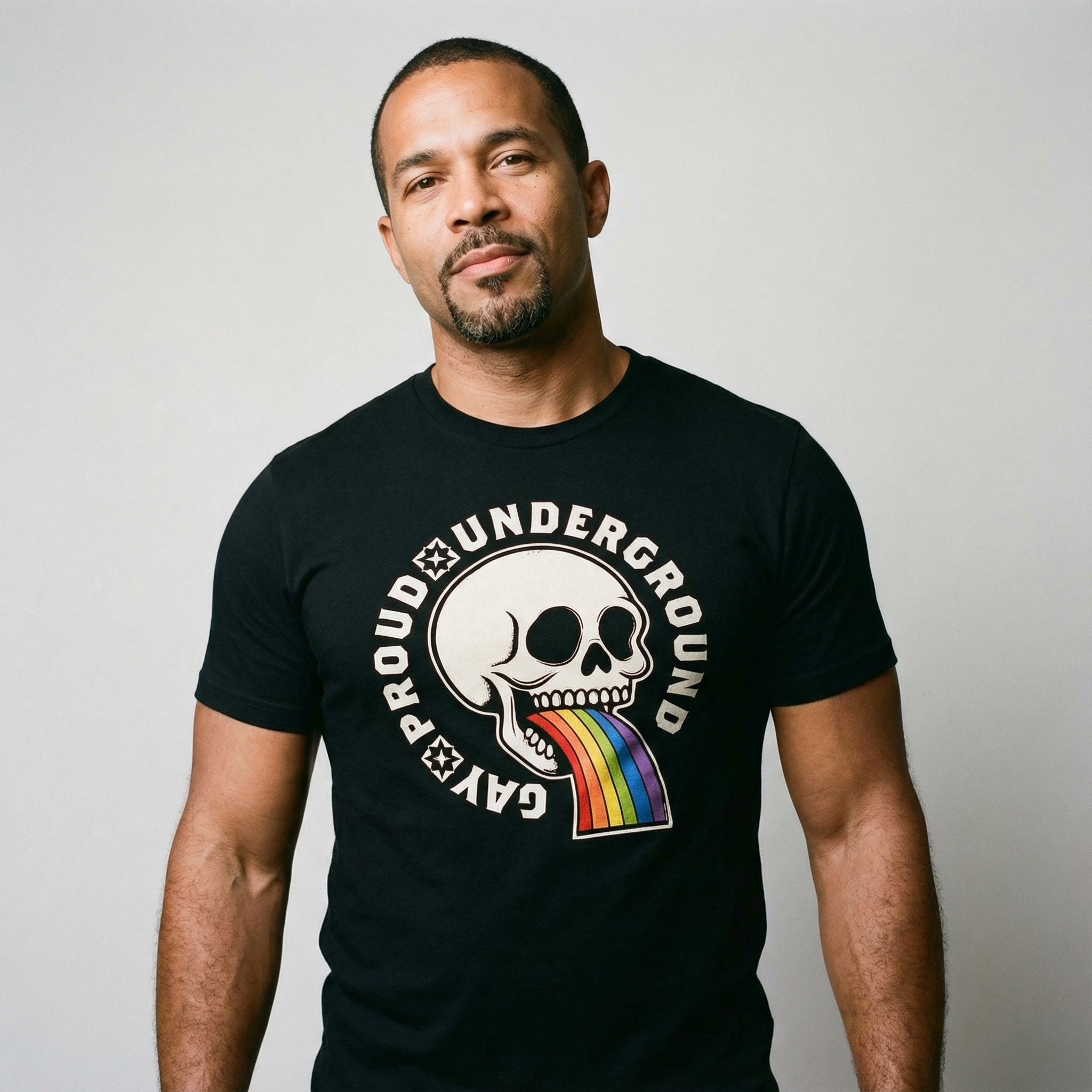 Proud Underground Gay Skull Tee #color_Black