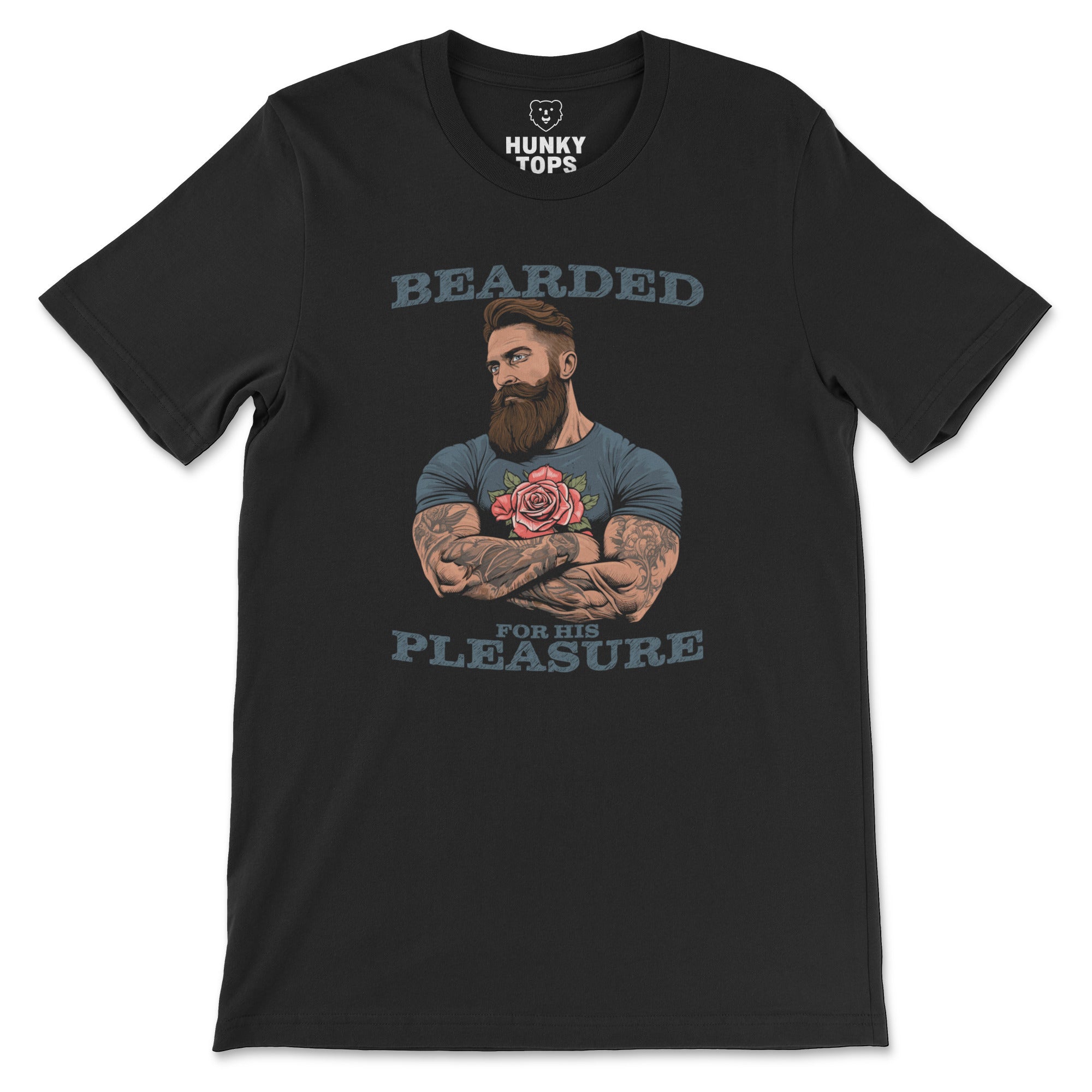 Bearded for His Pleasure T-Shirt - Hunky Tops #color_Black