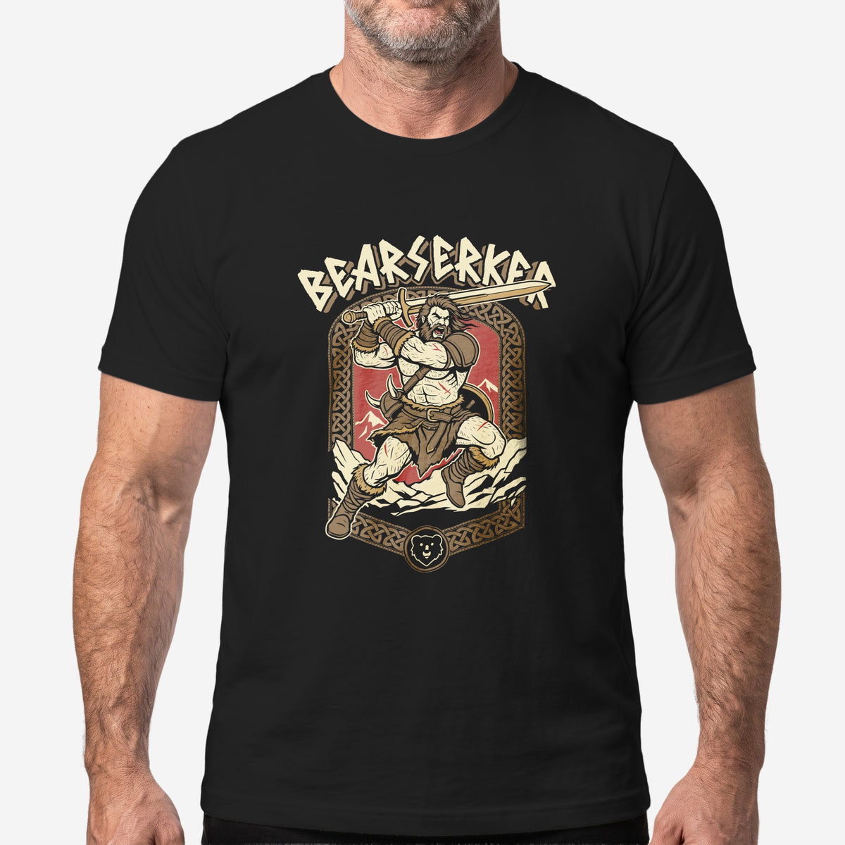 Bearserker T-Shirt worn by a model, black t-shirt #color_Black