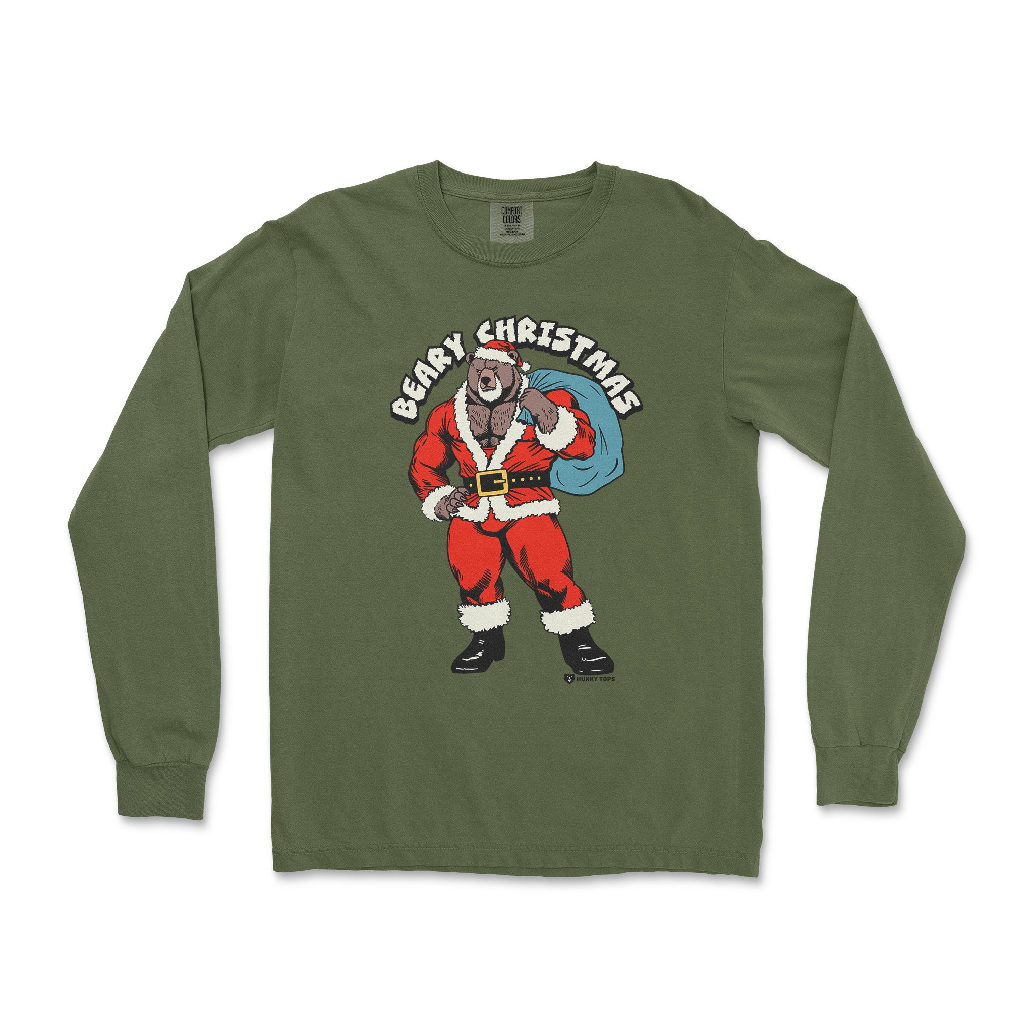 BEARY CHRISTMAS LONG-SLEEVE T-SHIRT - Hunky Tops #color_Hemp