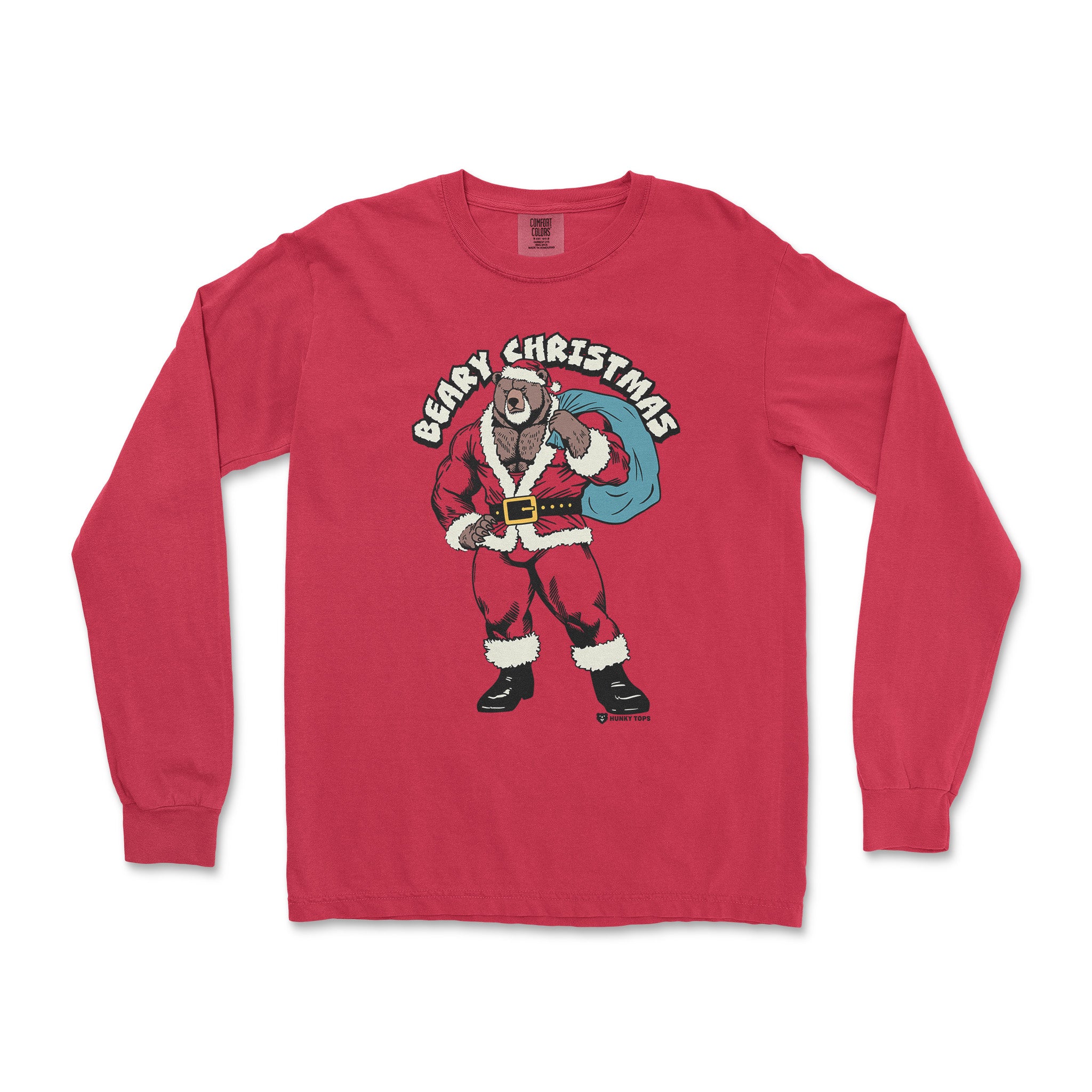 BEARY CHRISTMAS LONG-SLEEVE T-SHIRT - Hunky Tops #color_Red