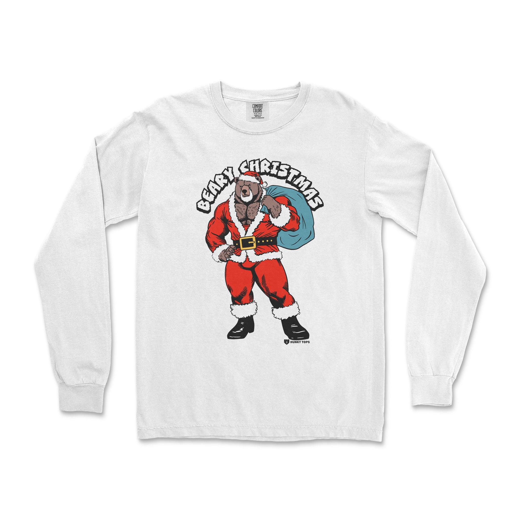 BEARY CHRISTMAS LONG-SLEEVE T-SHIRT - Hunky Tops #color_White