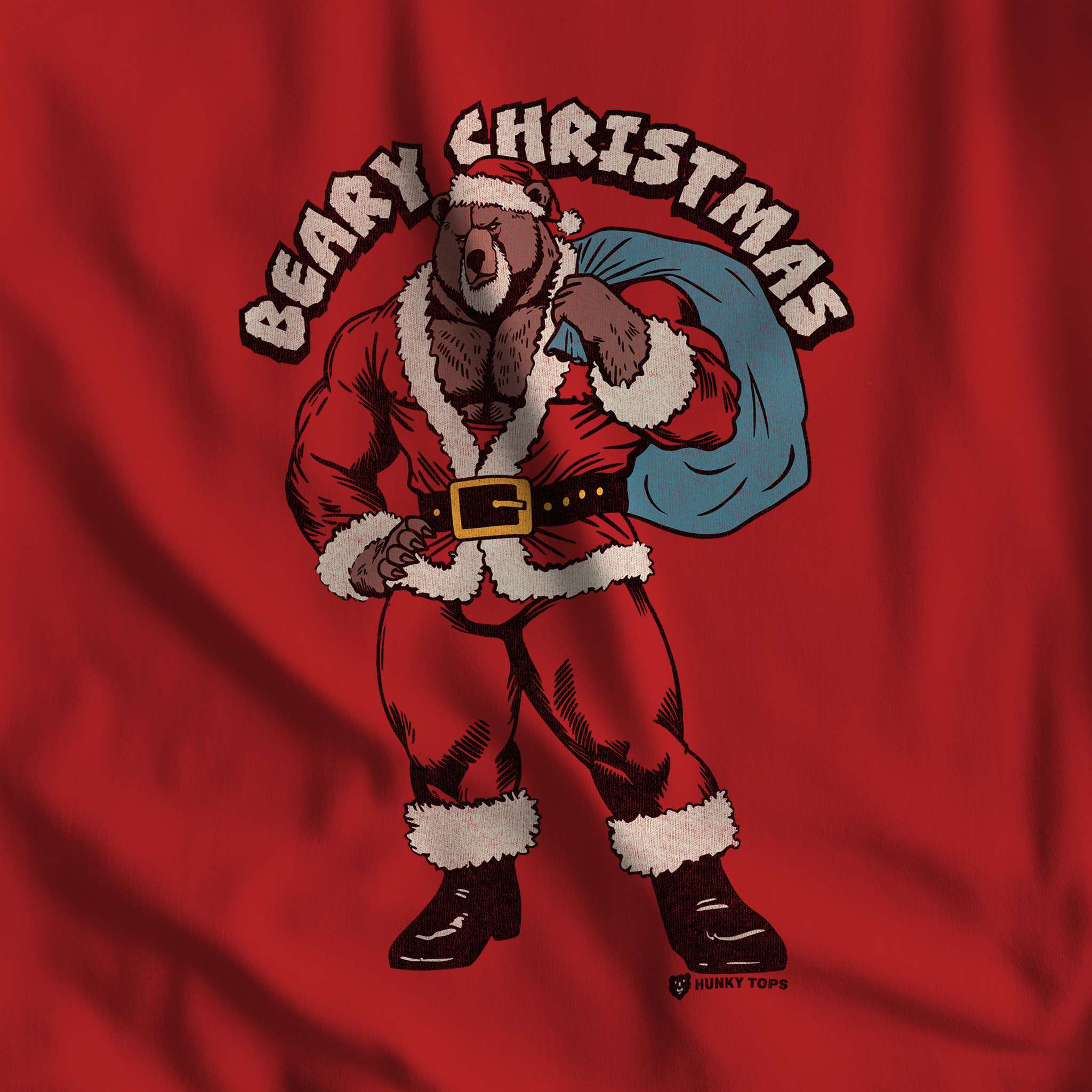 BEARY CHRISTMAS LONG-SLEEVE T-SHIRT - Hunky Tops #color_Red