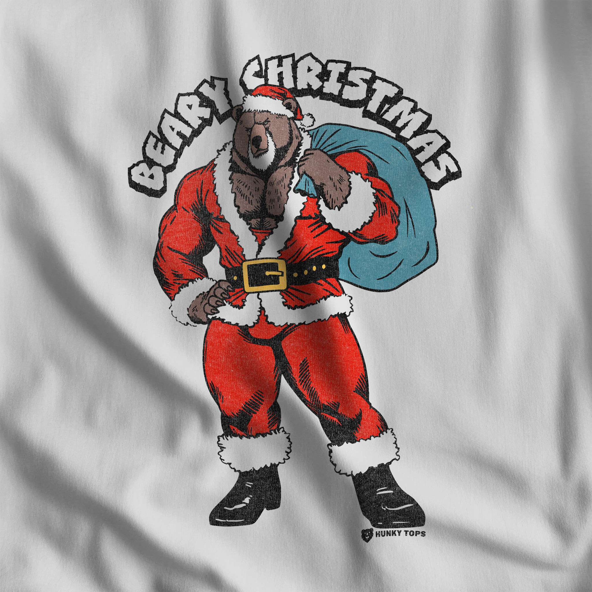 BEARY CHRISTMAS GAY BEAR HOLIDAY T-SHIRT - Hunky Tops #color_White