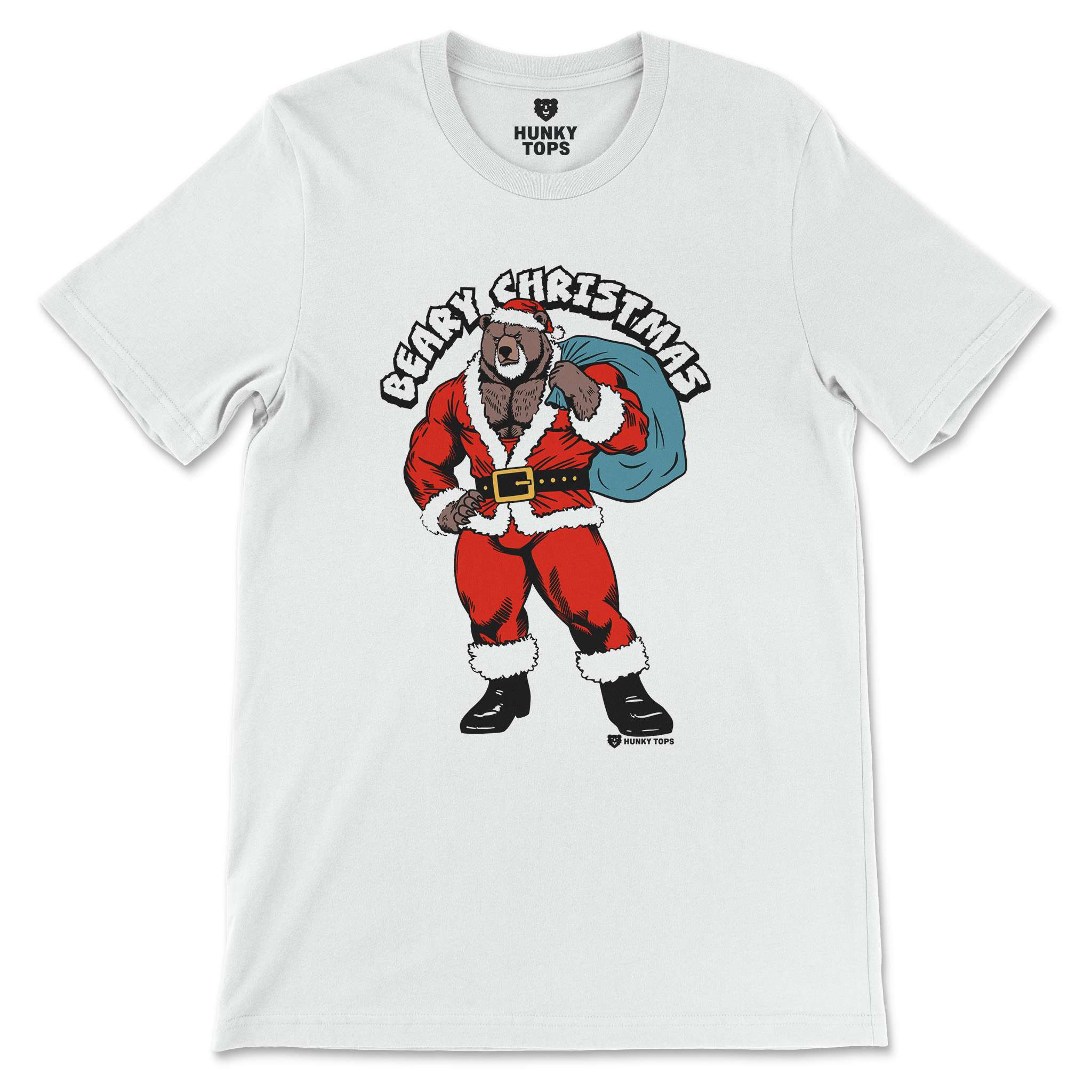 BEARY CHRISTMAS GAY BEAR HOLIDAY T-SHIRT - Hunky Tops #color_White