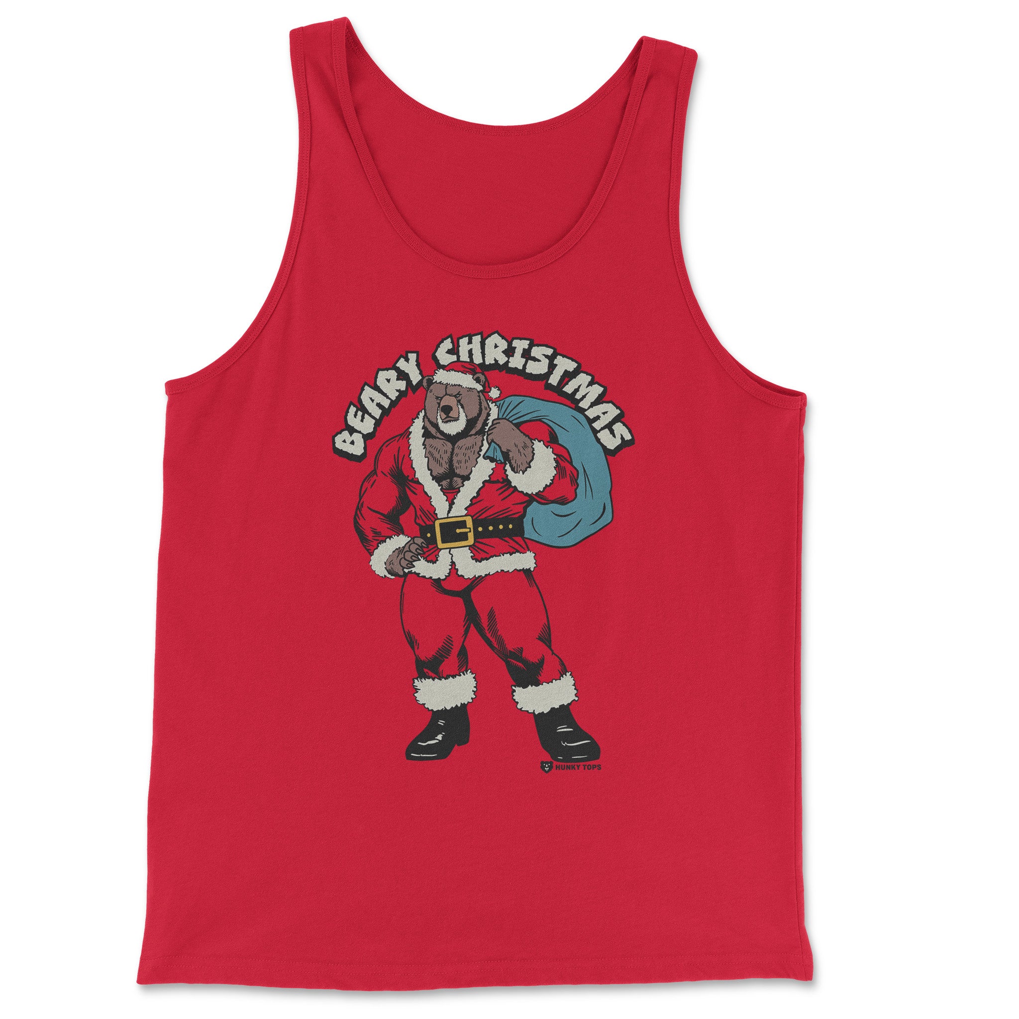 BEARY CHRISTMAS TANK TOP - Hunky Tops #color_Red