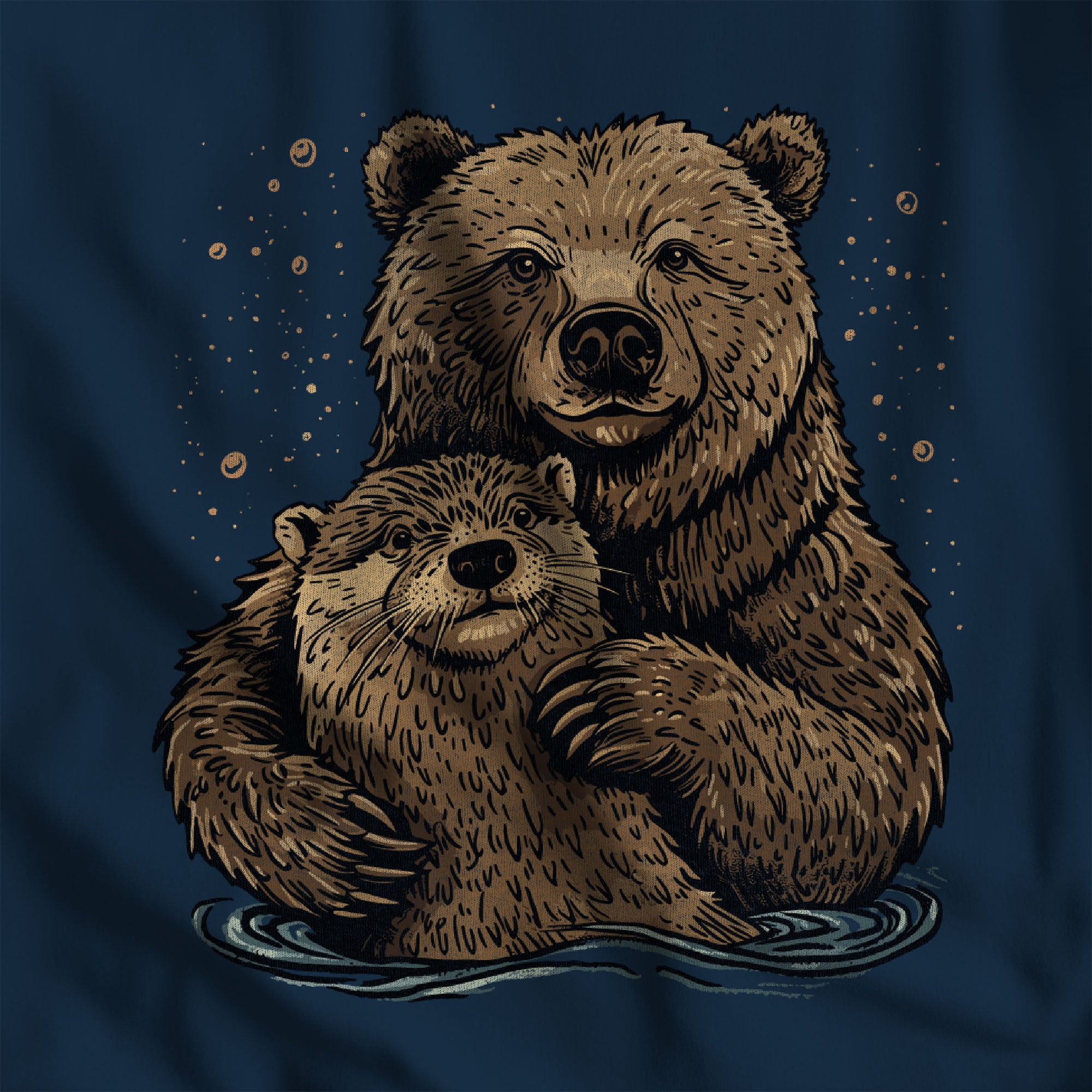 Bear + Otter Long-Sleeve T-Shirt - Hunky Tops #color_True Navy