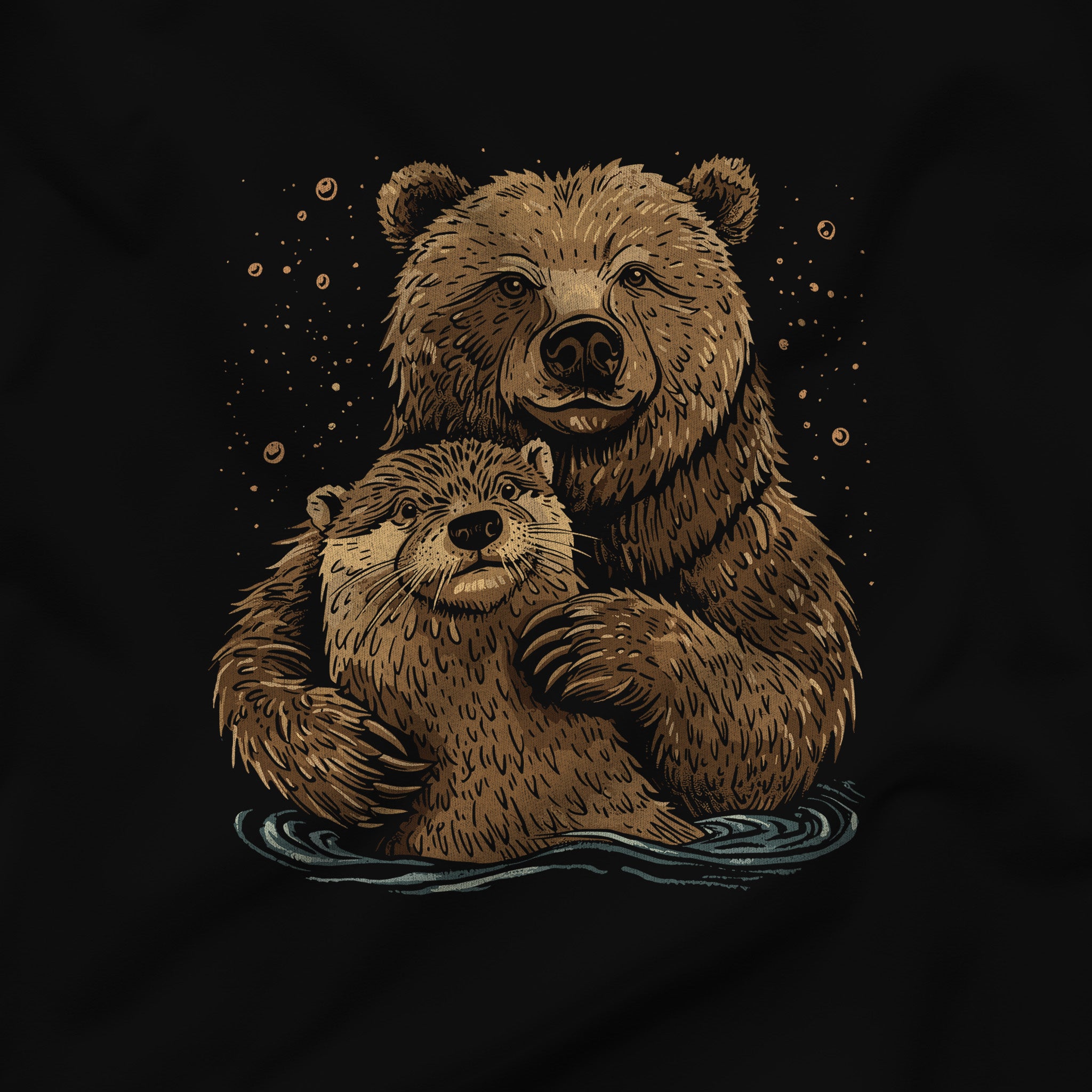 Bear + Otter Companionship Tank Top - Hunky Tops #color_Black