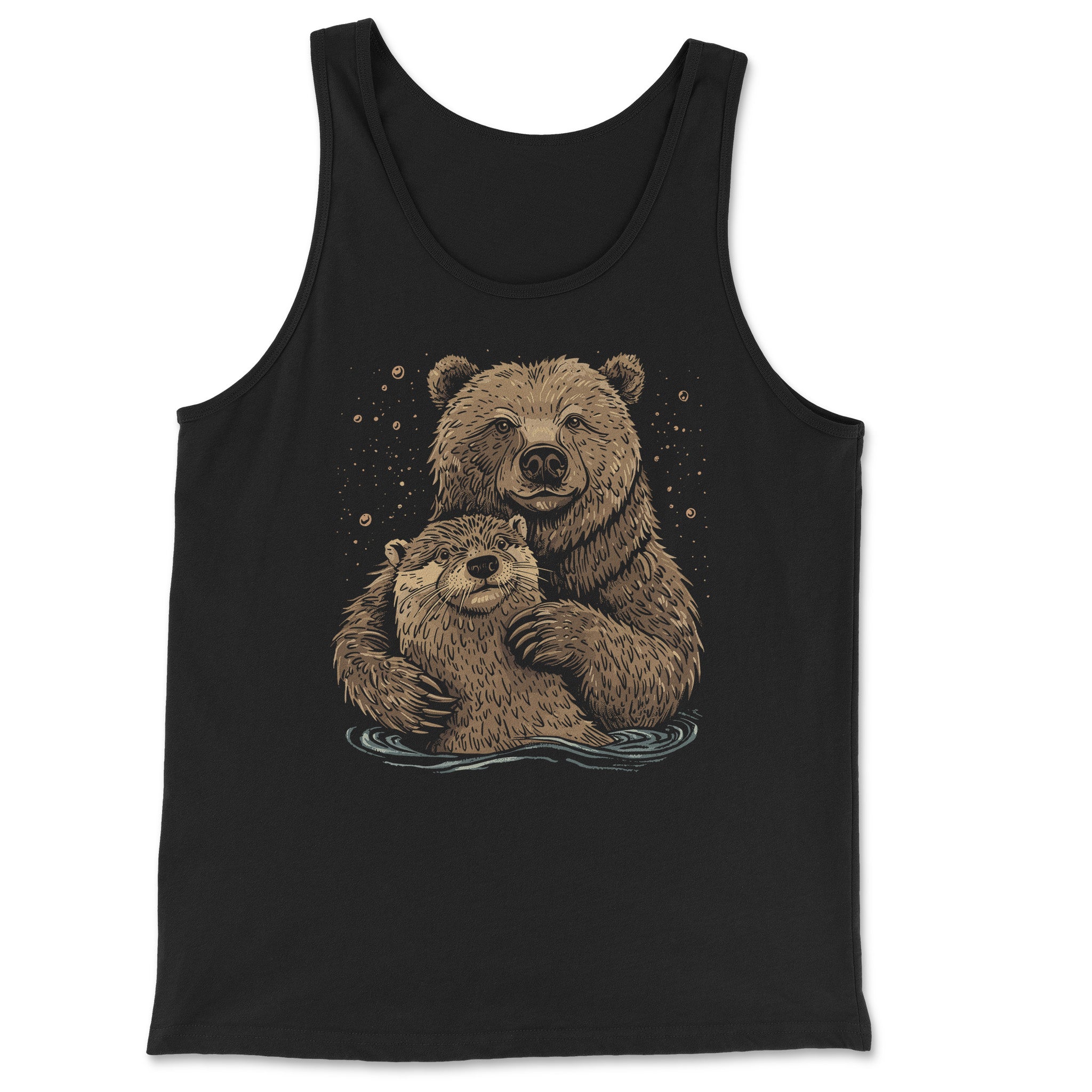 Bear + Otter Companionship Tank Top - Hunky Tops #color_Black