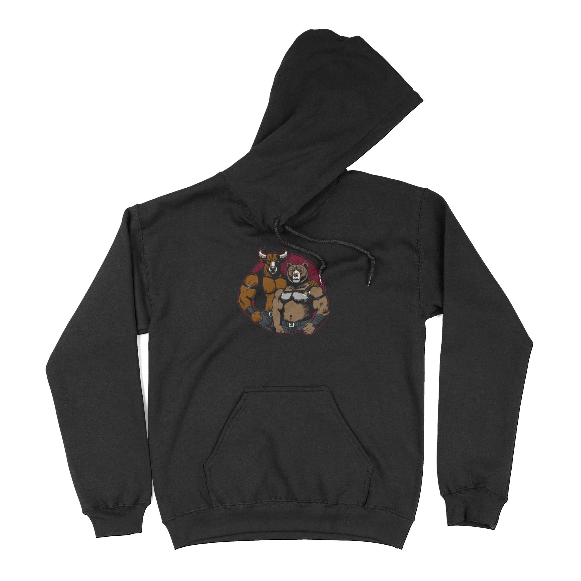 Bull + Bear Hoodie - Hunky Tops #color_Black