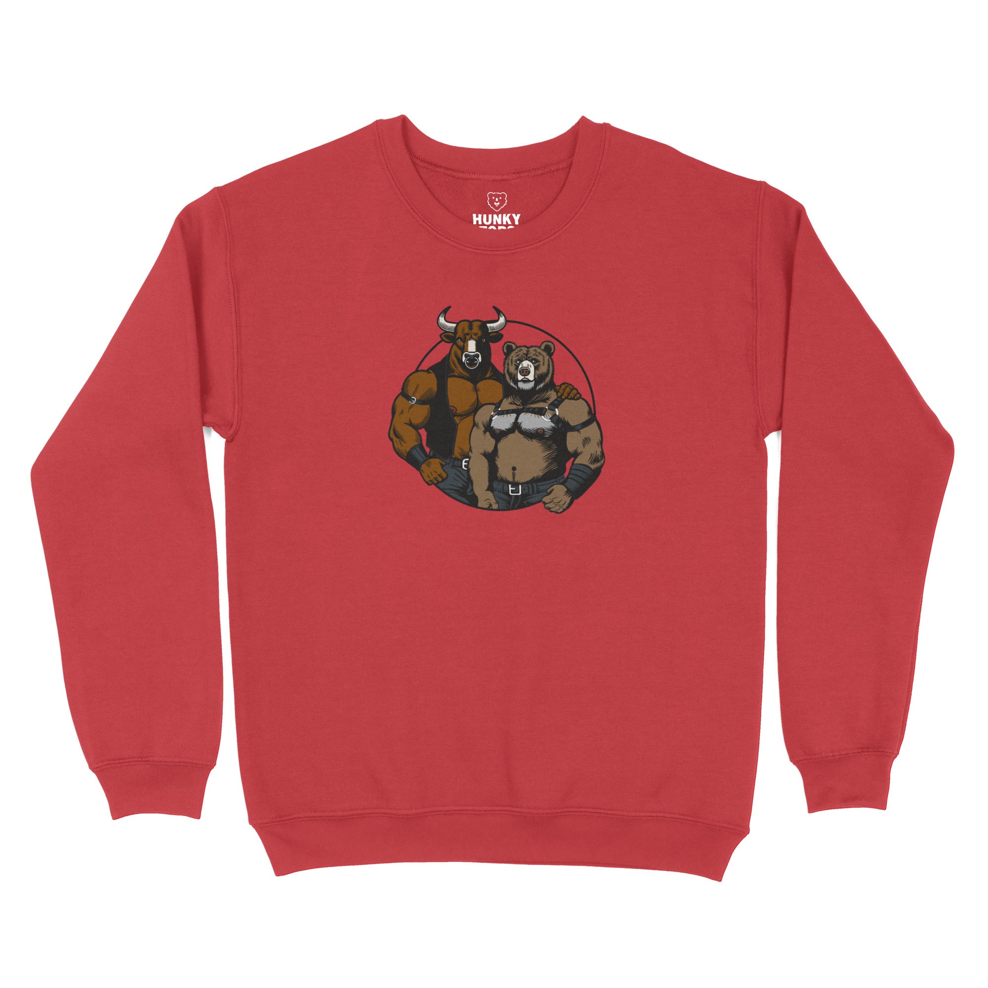 Bull + Bear Sweatshirt - Hunky Tops #color_Red