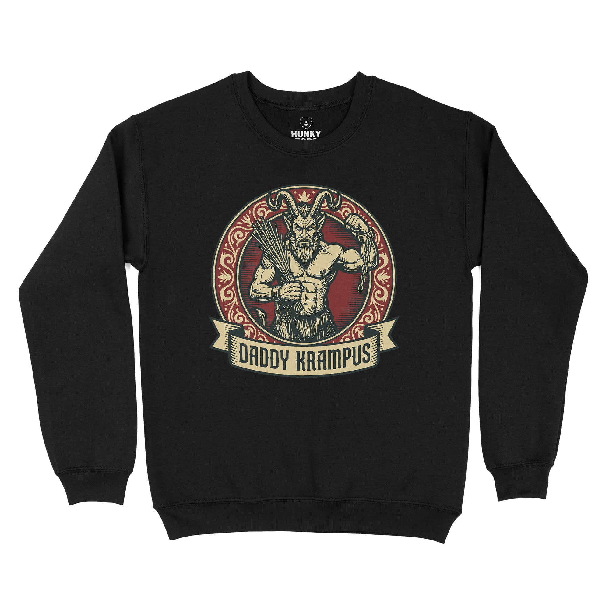 Daddy Krampus Sweatshirt - Hunky Tops #color_Black