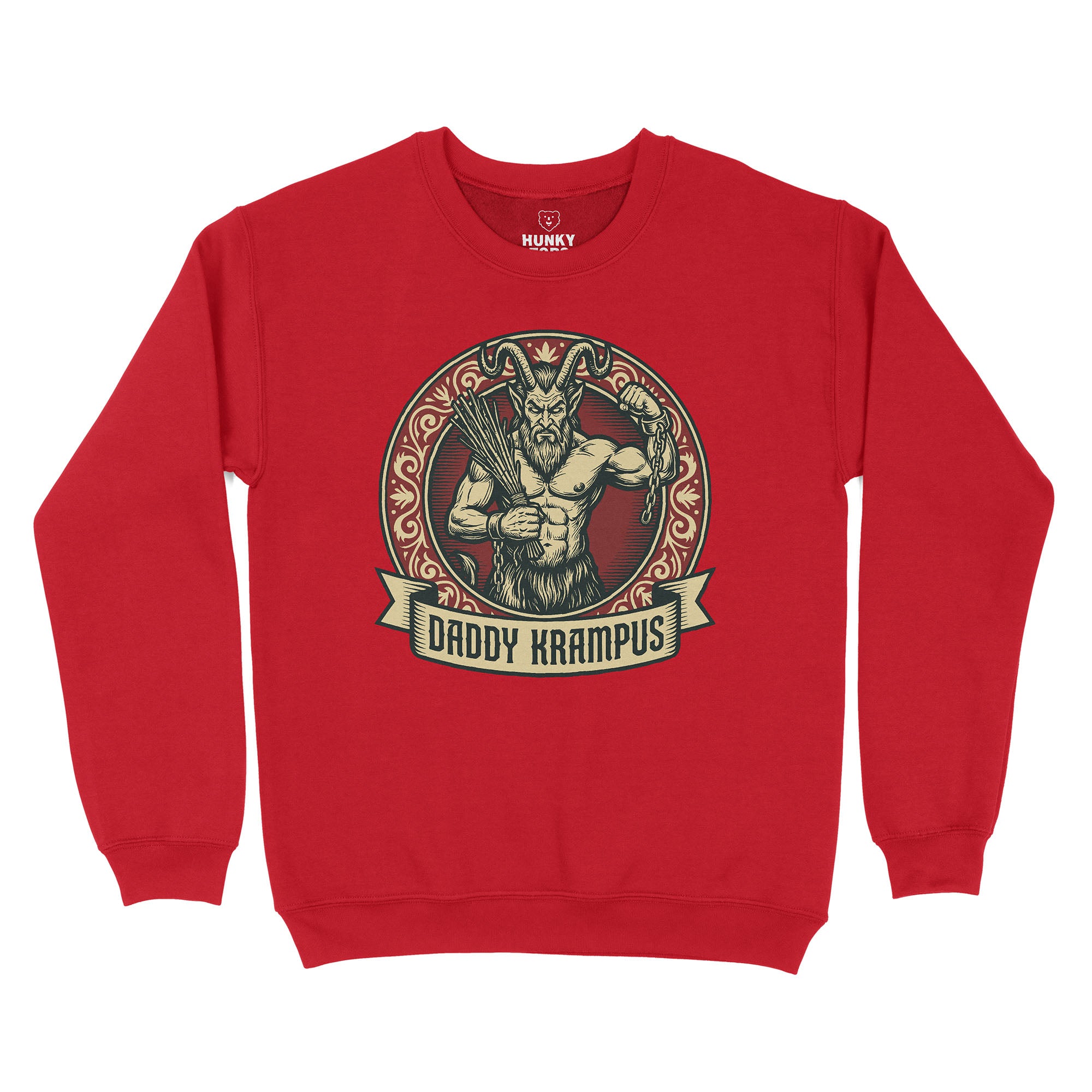 Daddy Krampus Sweatshirt - Hunky Tops #color_Red