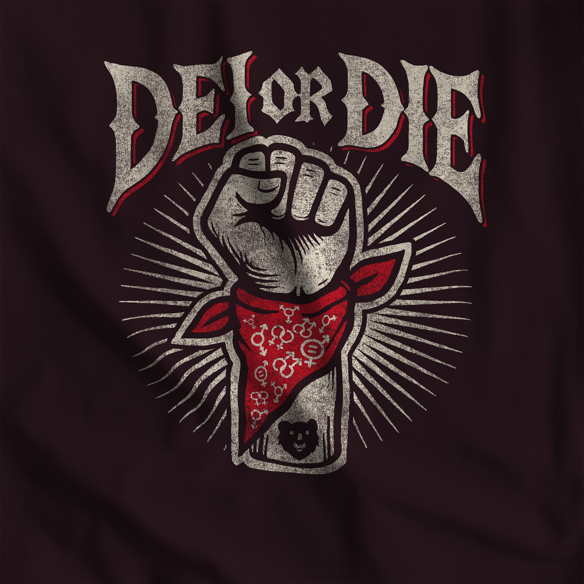 DEI OR DIE T-Shirt - Hunky Tops #color_Oxblood Black