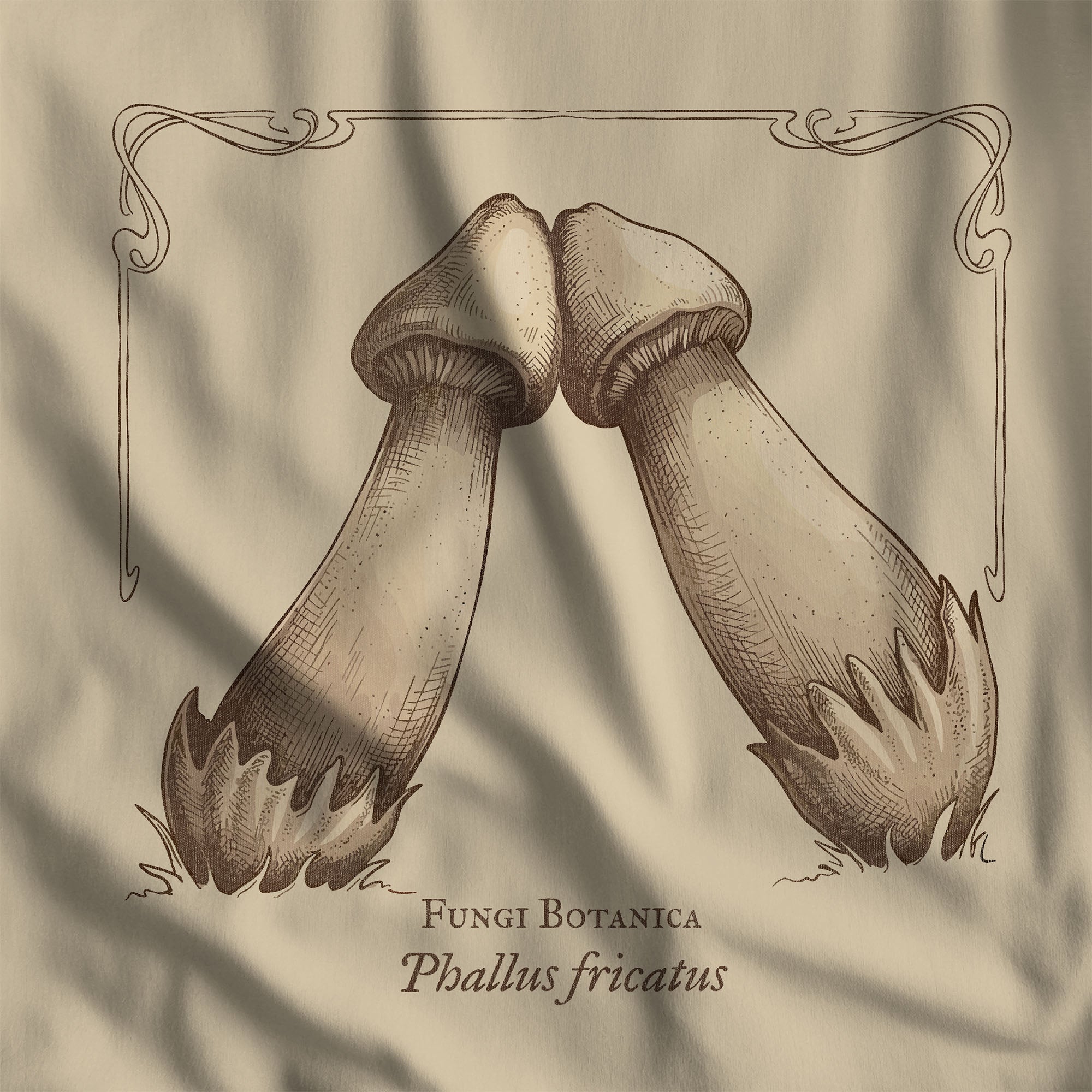 Rubbing Mushrooms Sweatshirt - Hunky Tops #color_Sand