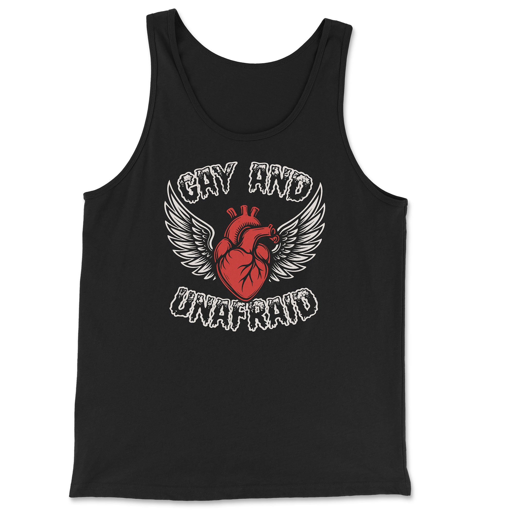 Gay and Unafraid Tank Top - Hunky Tops #color_Black