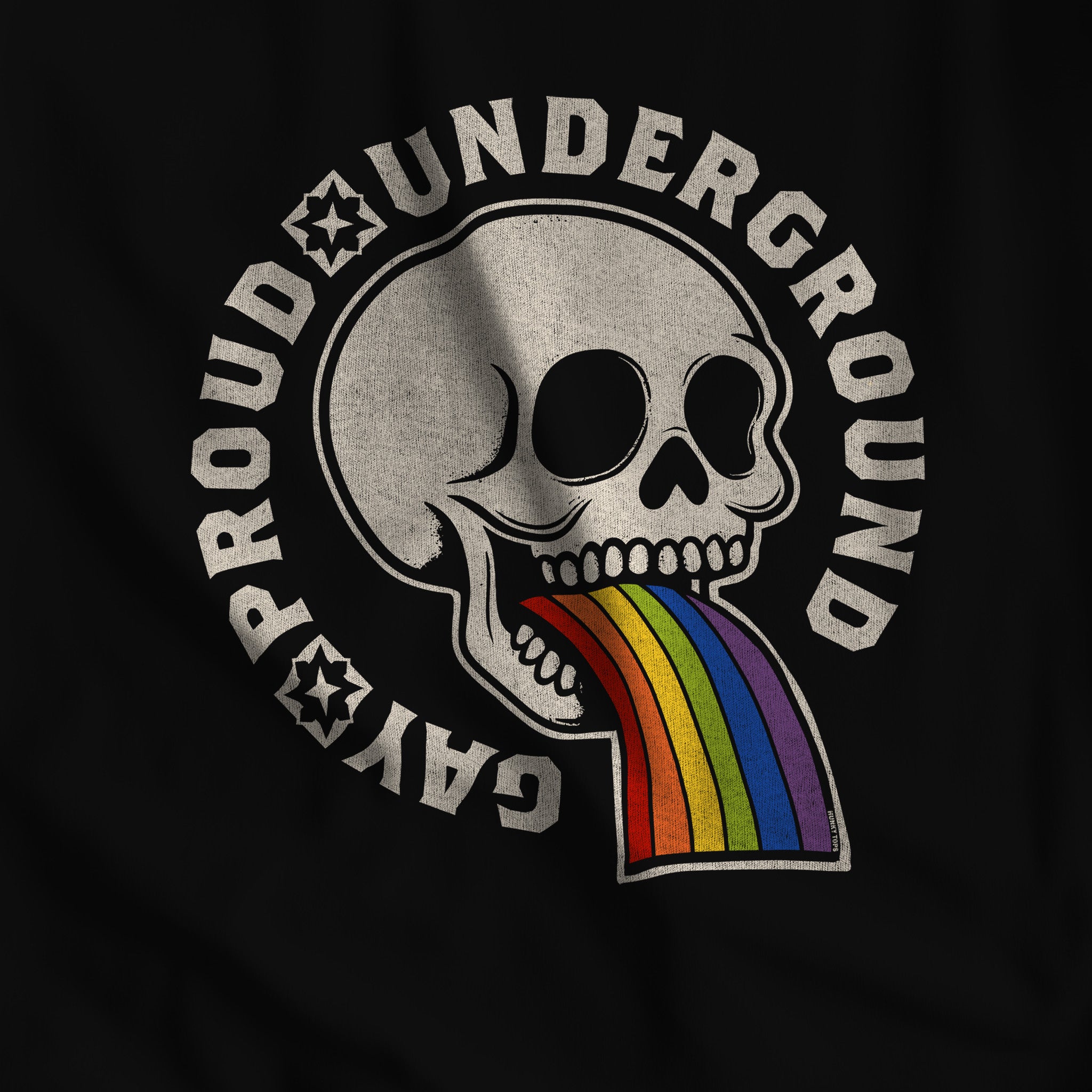 Proud Underground Gay Skull Hoodie - Hunky Tops #color_Black