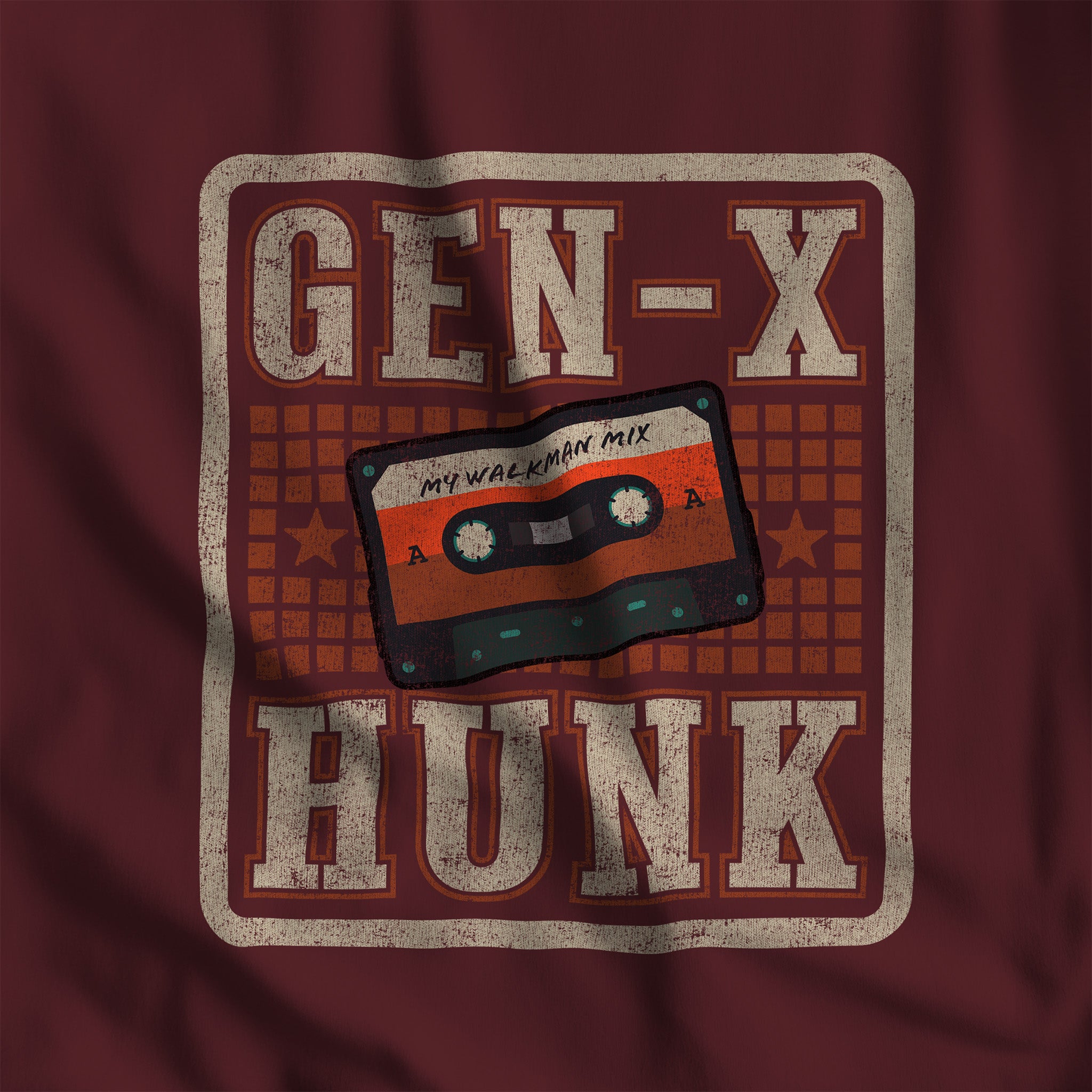 Gen-X Hunk T-Shirt - Hunky Tops #color_Maroon