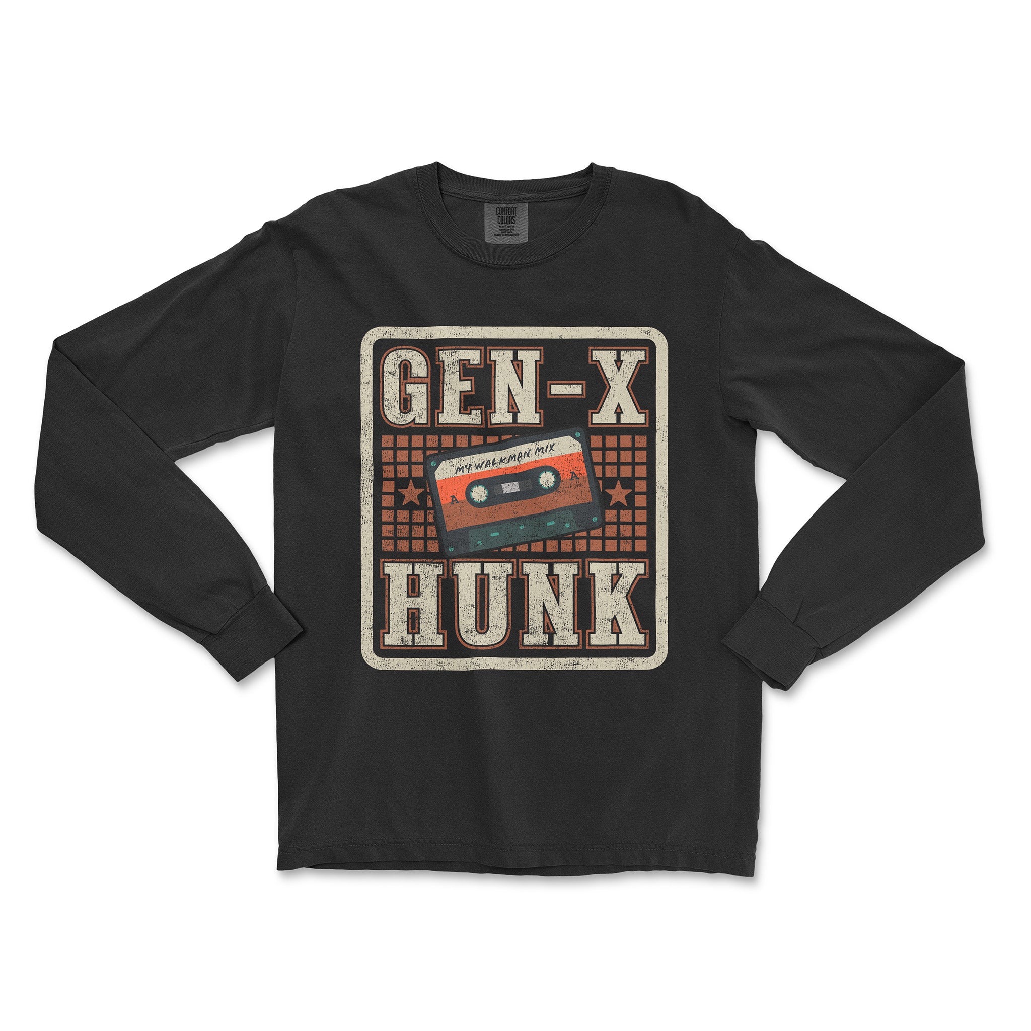 Gen-X Hunk Long-Sleeve T-Shirt - Hunky Tops #color_Black