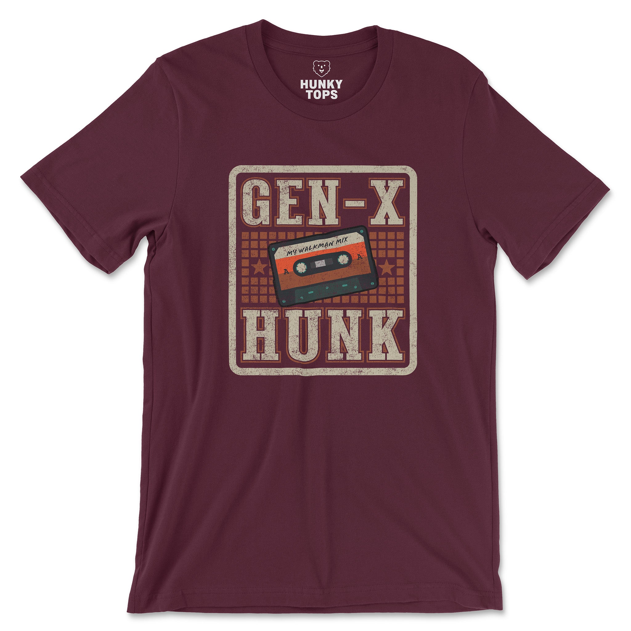 Gen-X Hunk T-Shirt - Hunky Tops #color_Maroon