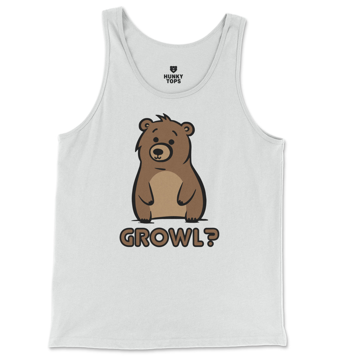 Growl Bear Tank Top - Hunky Tops #color_White