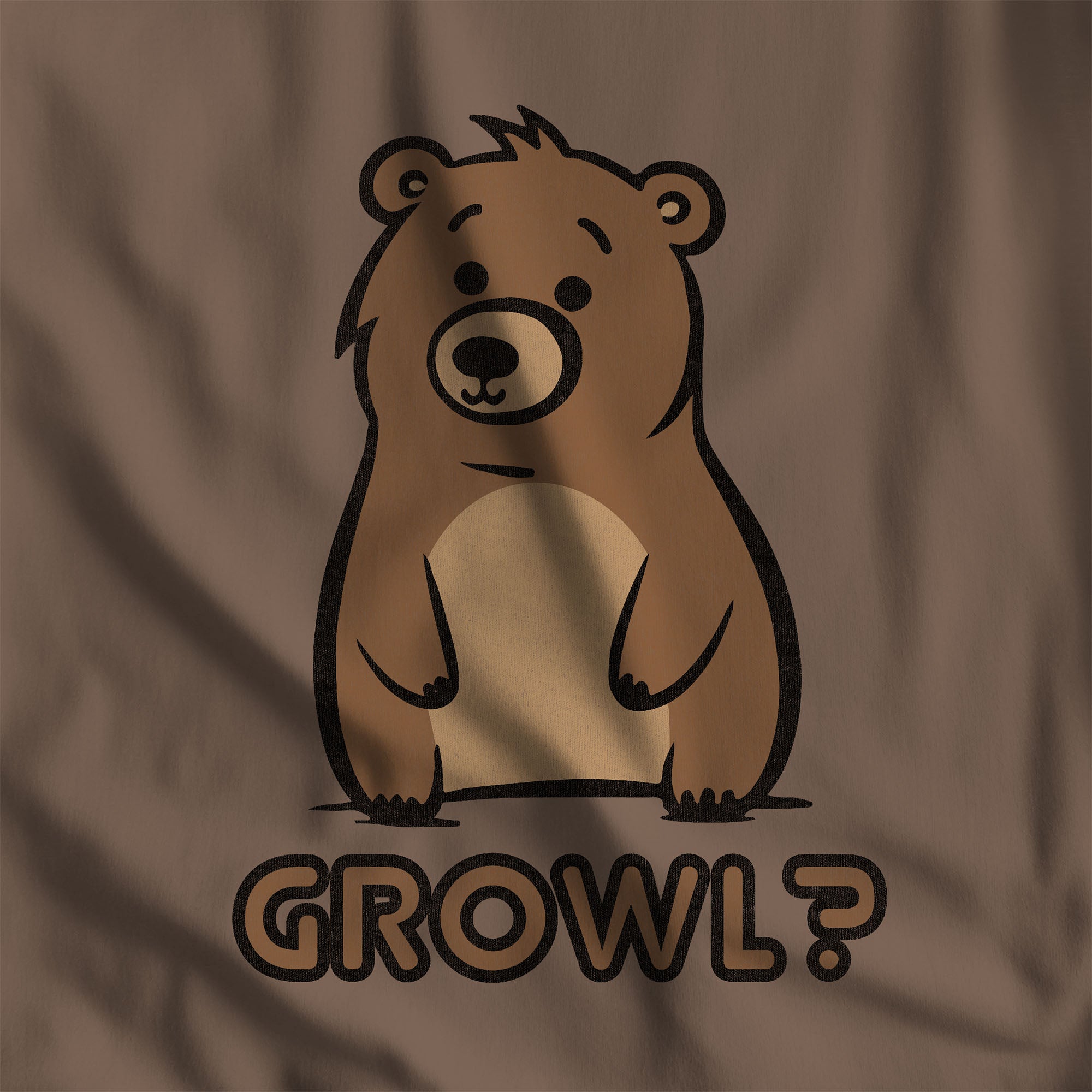 Growl? Bear Long-Sleeve T-Shirt - Hunky Tops #color_Espresso