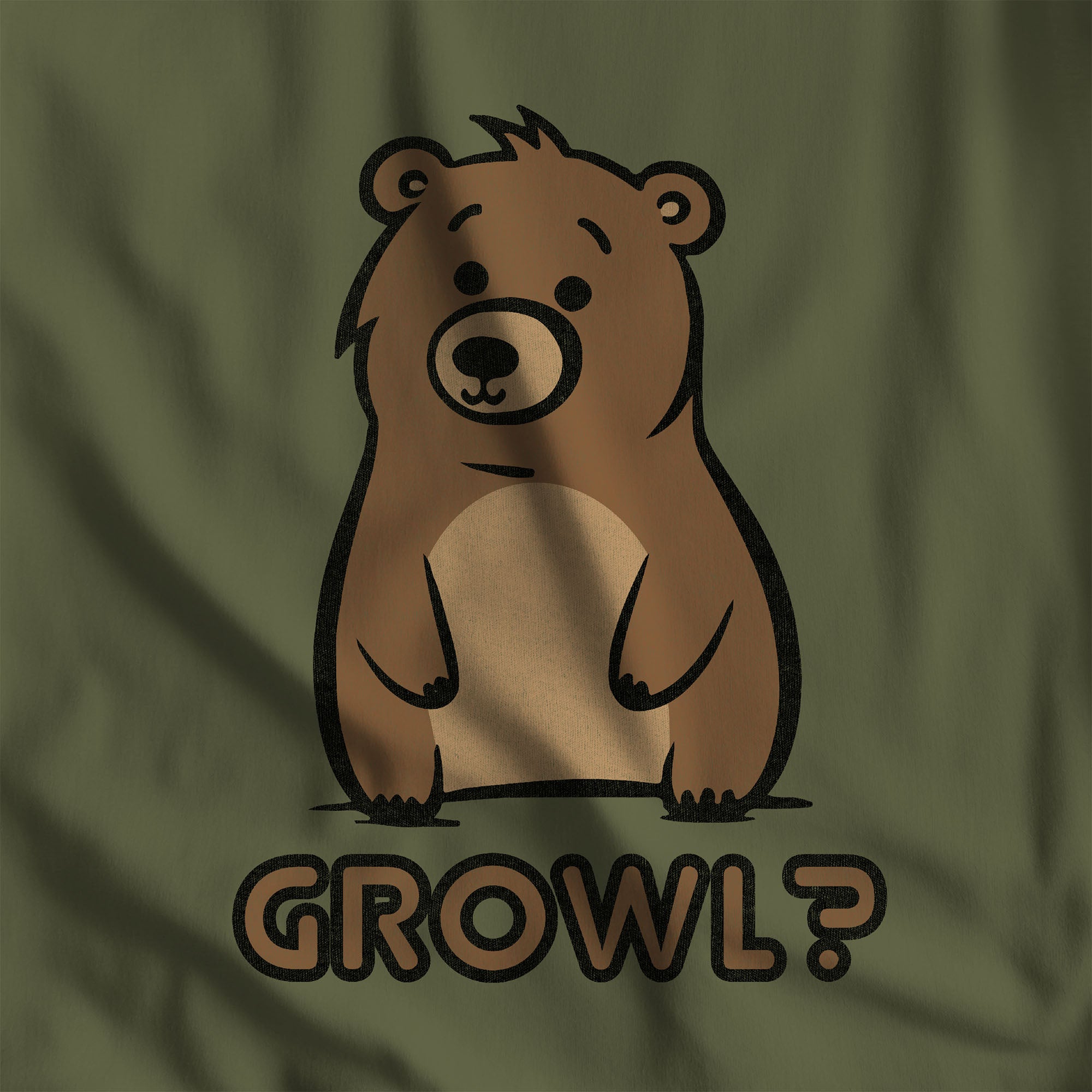 Growl? Bear Long-Sleeve T-Shirt - Hunky Tops #color_Hemp