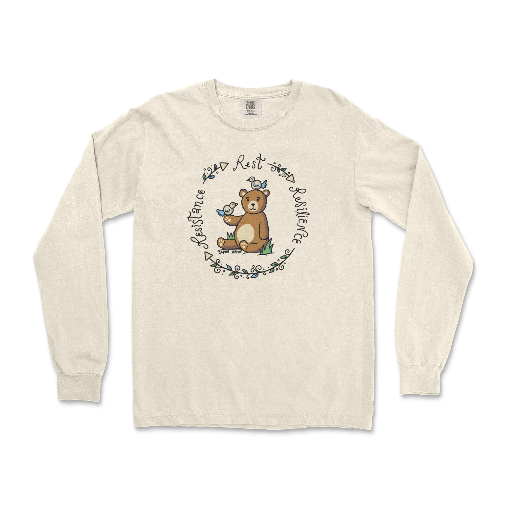 Rest -> Resilience -> Resistance Long-Sleeve T-Shirt - Hunky Tops #color_Ivory